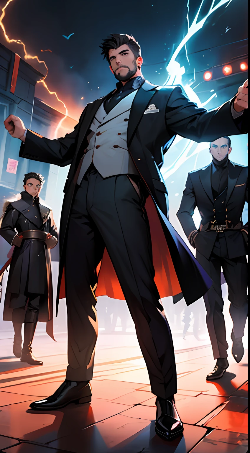 A young and handsome man stands in the center of the scene,Four phantoms appeared behind him,Each phantom represents a heroic spirit。The man raised his arms,Unfold your body,Exudes powerful energy fluctuations。Everyone looked at him in surprise,The gaze was attracted by these four heroic shadows。