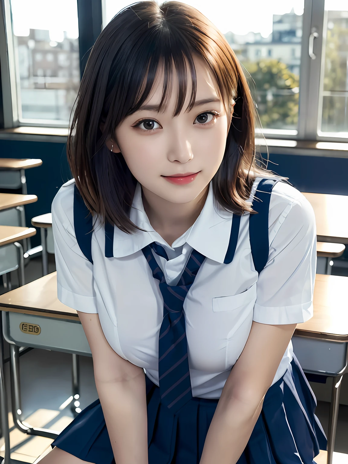 masutepiece, Best Quality, japanaese girl,1girl in, 8K, Raw photo, top-notch quality, masutepiece, nffsw:1.2, exceptionally detailed RAW color photo, professional-grade photograph, (Realistic, Photorealistic:1.37), (highly detailedskin:1.2), Ultra-high resolution, (lenz 50mm), (F/1.2),Exquisitely Detailed Eyes,Staring at the viewer,
break
With 1 girl (There are many elderly people:1.4), Beautiful face, kawaii,(Smile:1.05),(20yr old, Large breasts, wide-hips,Straight hair, (Short hair), Black eyes, white fine skin,small mouth, high cheekbones (Definition), Sexy Pose,(Leaning forward:1.3),(The to the FW:1.1),White panties、Korean Idol、Nogizaka Idol、hposing Gravure Idol、Adults、女優、(masutepiece, top-quality:1.3), (Ultra detailed 8K cg:1.2), (hyper realisitic:1.35), (Photorealistic:1.45), (Realistic:1.4), Cowboy Shot,
1 beautiful Japanese girl, 22 years old, super model, Japanese Idol, __expression__, Large breasts, (sitting on the desk:1.1), (School uniform:1.4), (Spread legs:1.2),
(School classroom background:1.1),