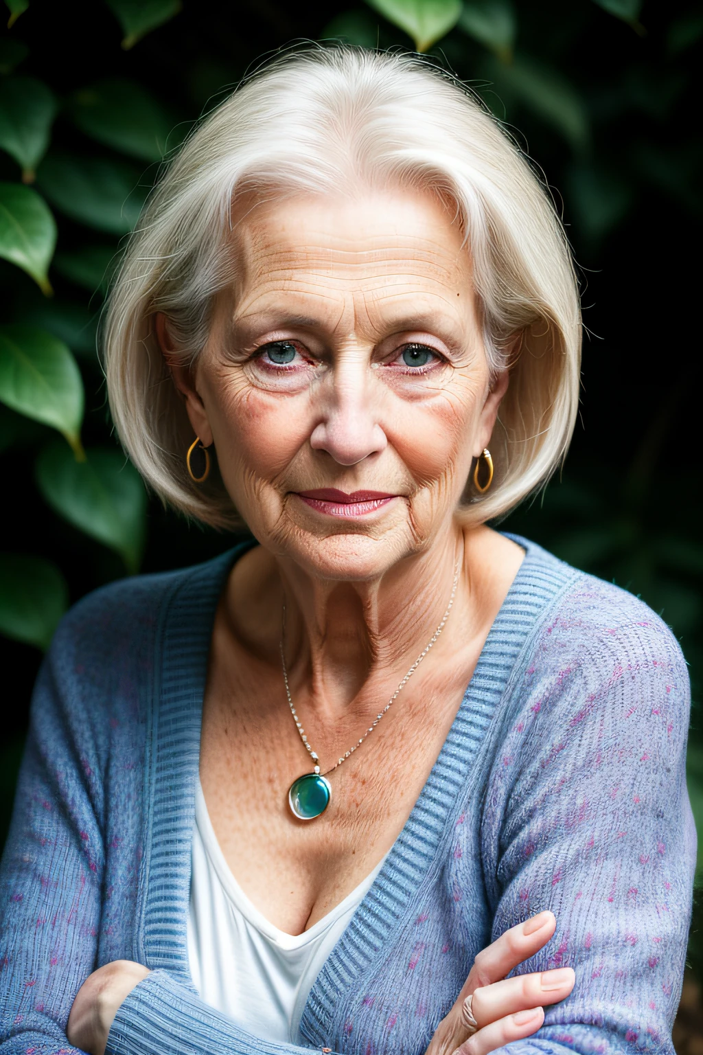 a portrait photograph of a beautiful ((70 year old)) woman, award winning photo, best quality, portrait by annie leibovitz, canon 5d mark ii, film, professional photograph, (rich colors:1.1), hyper realistic, lifelike texture, (natural lighting:1.1), (Canon EF 85mm f/1.4L IS USM)