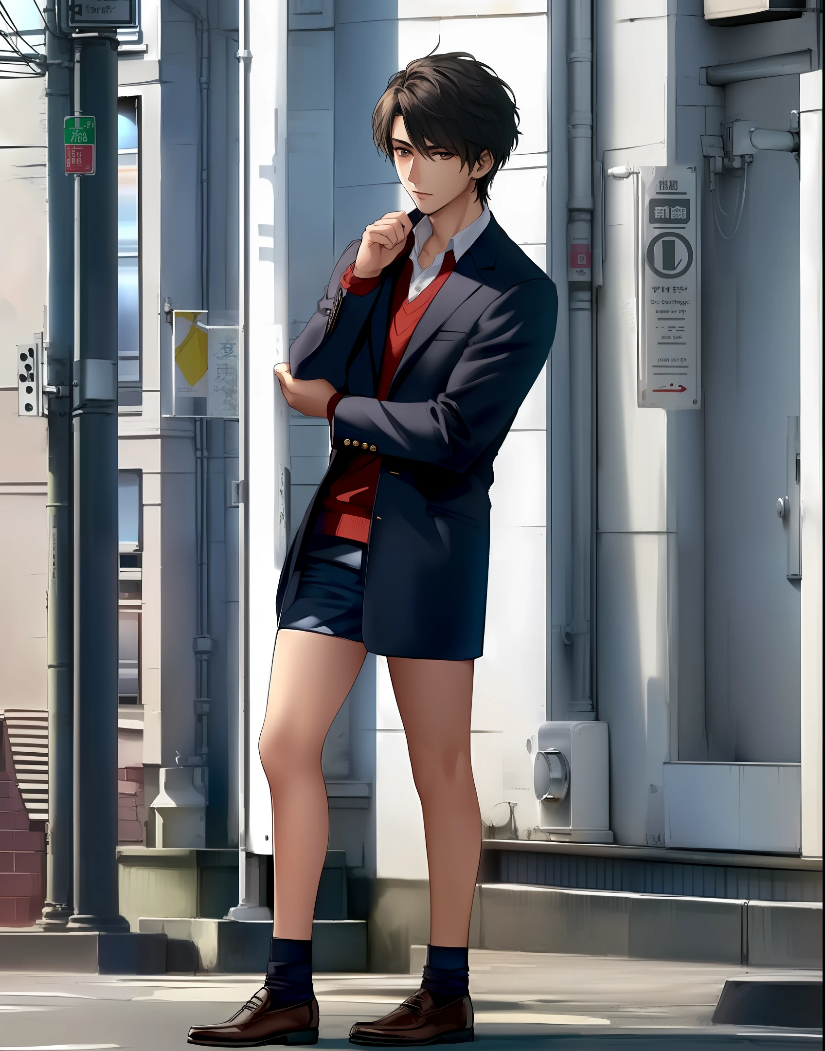 street corner，poster for，teens girl，Handsome