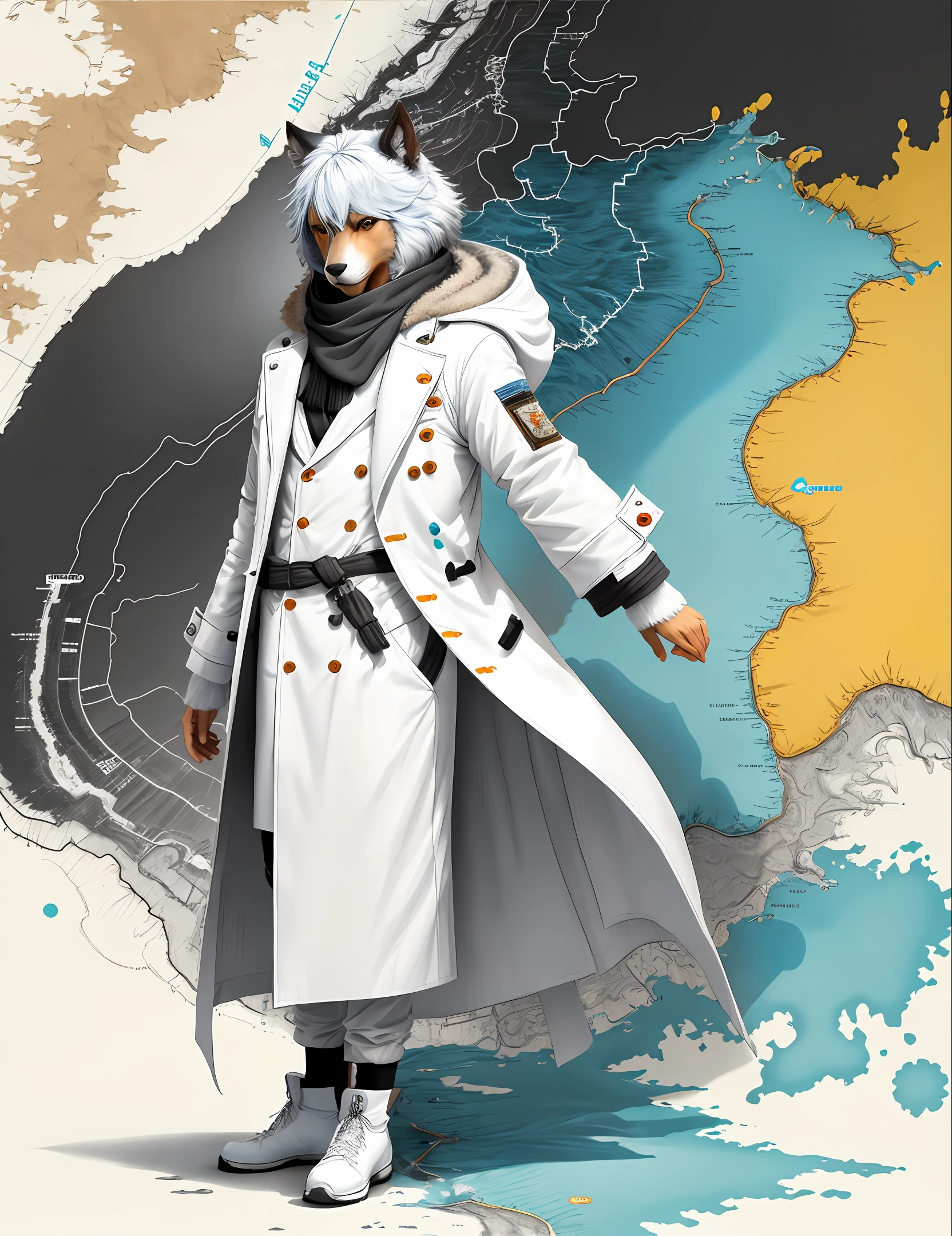 Furry white coat color map