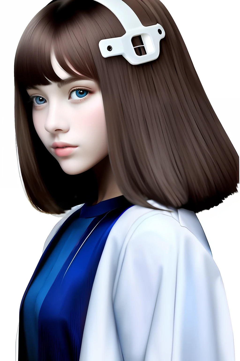 droid，s girl，Beautiful and pure，white color hair
