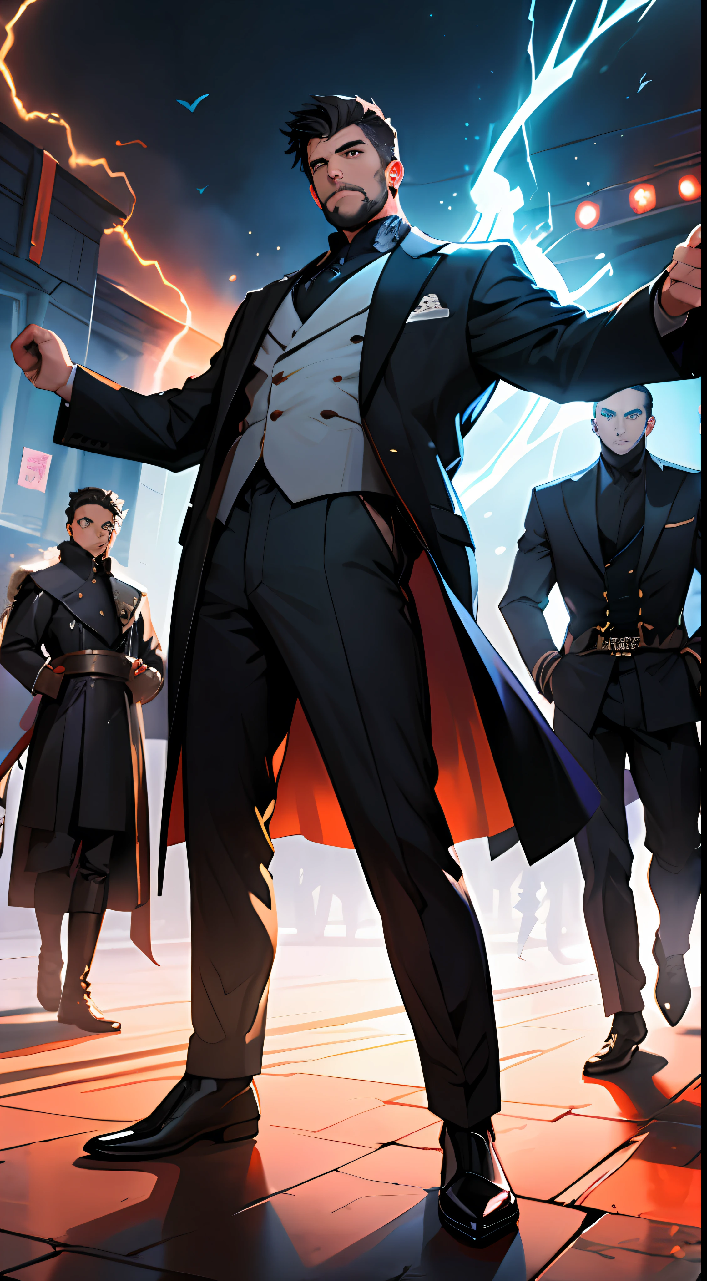 A young and handsome man stands in the center of the scene，Four phantoms appeared behind him，Each phantom represents a heroic spirit。The man raised his arms，Unfold your body，Exudes powerful energy fluctuations。Everyone looked at him in surprise，The gaze was attracted by these four heroic shadows。