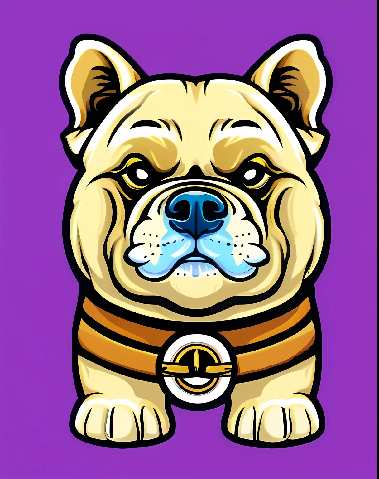 Vector-art of a (Bulldog: 1.3), loyal, happy, intelligent, lively, devoted, expressive, energetic, playful, quick, strongwilled, good-natured, running on a beach, white background.