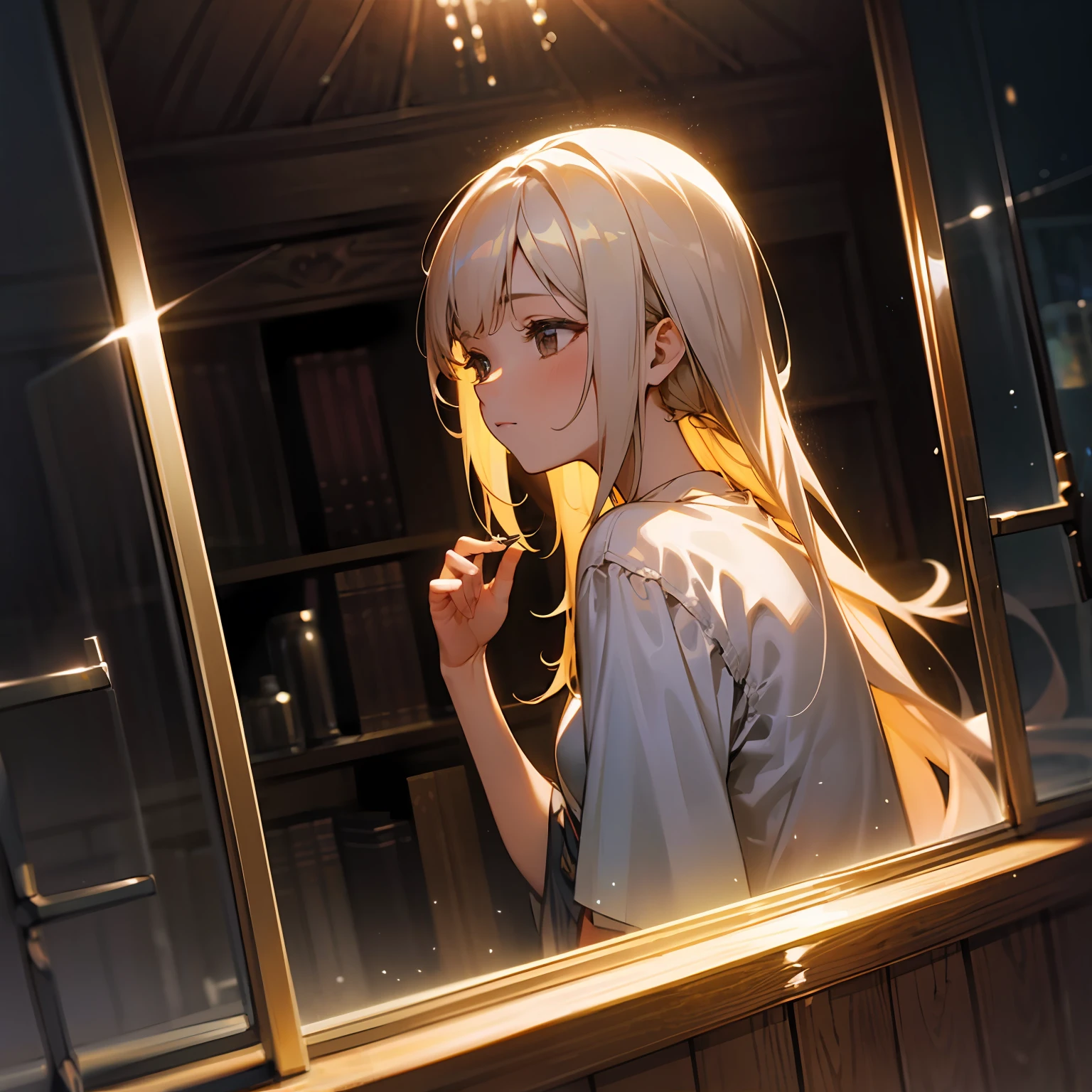 zori,glass,Long-haired girl,Vacated,Light,HD beauty CG