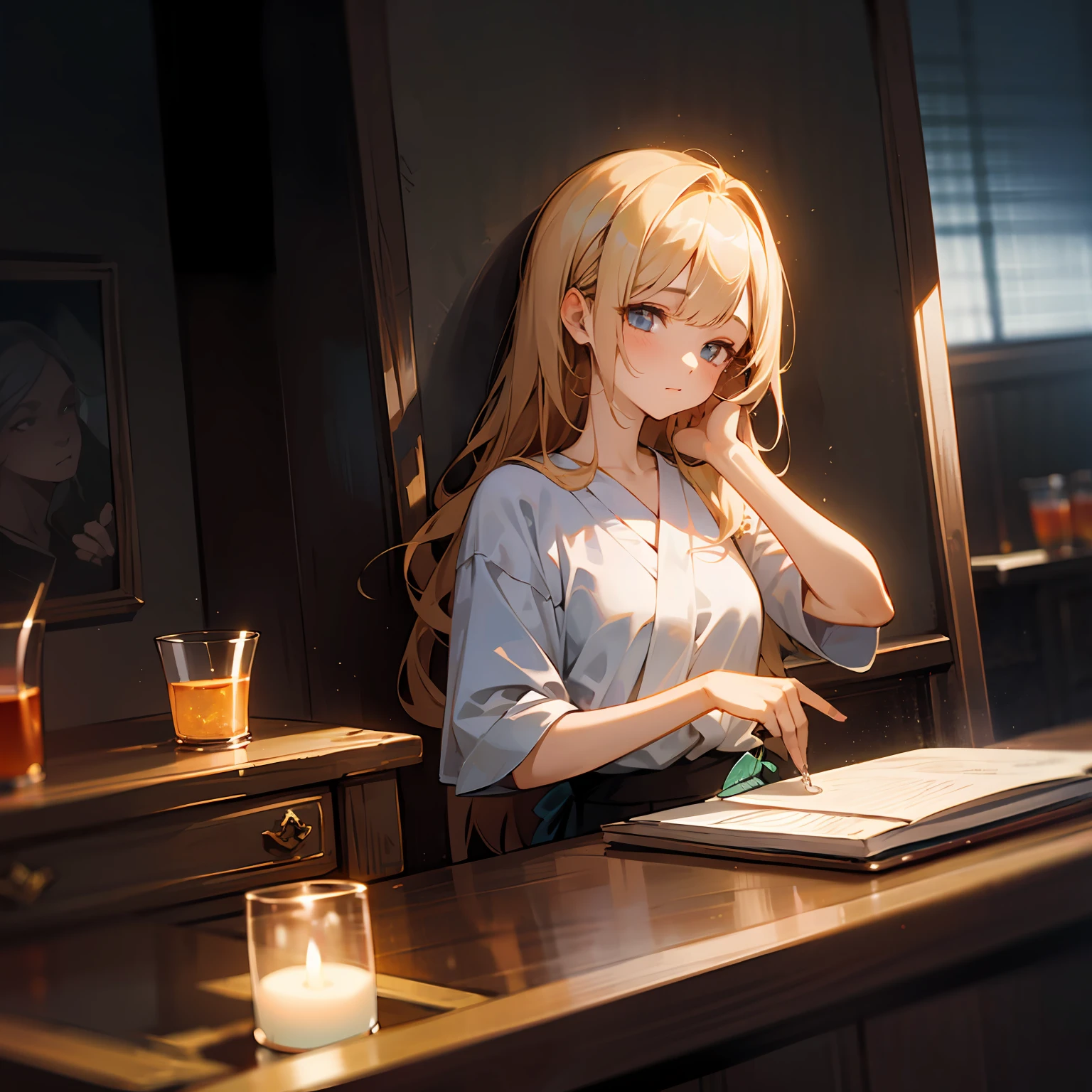 zori,glass,Long-haired girl,Vacated,Light,HD beauty CG