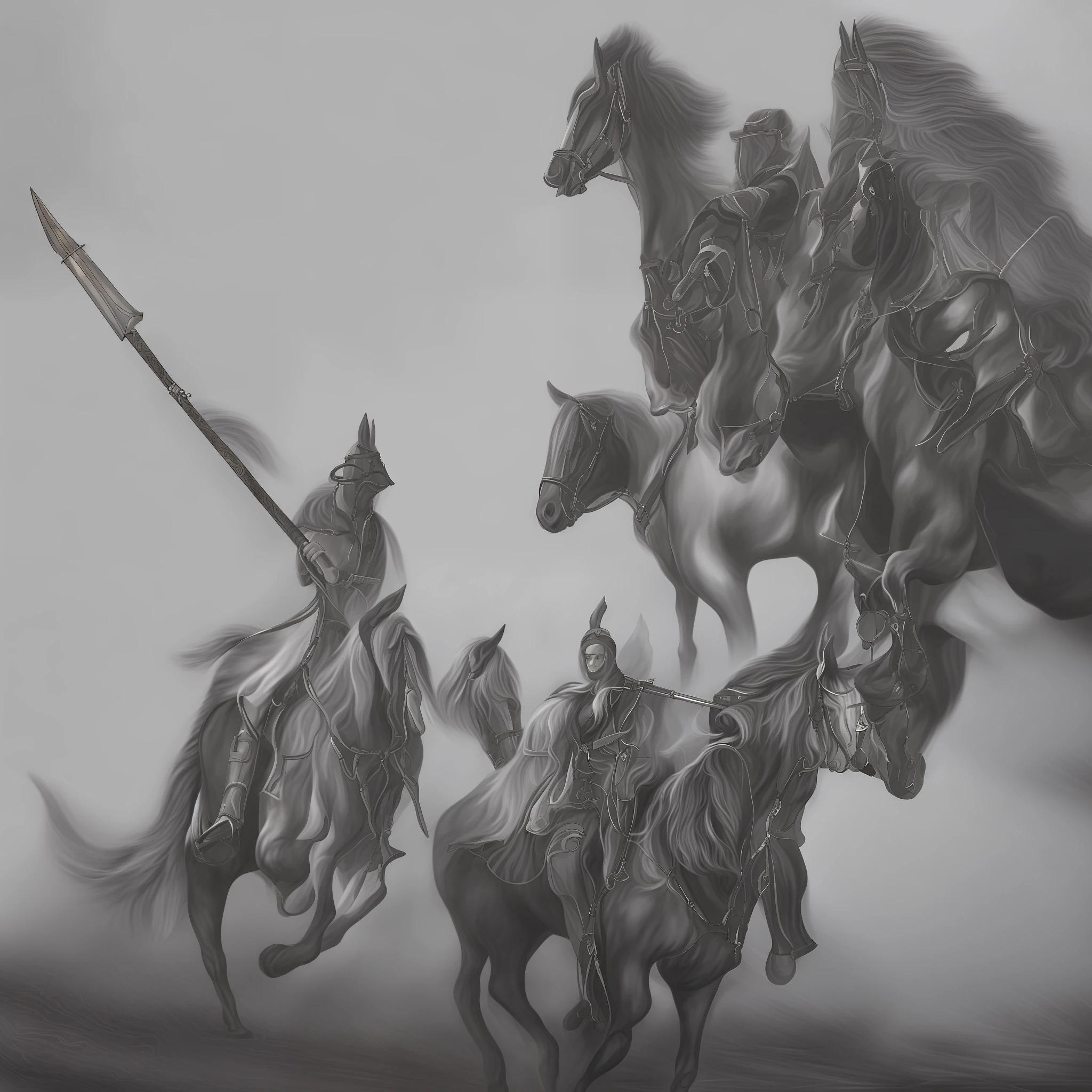 Ink wind black & The white general's war horse spear cloak was lonely