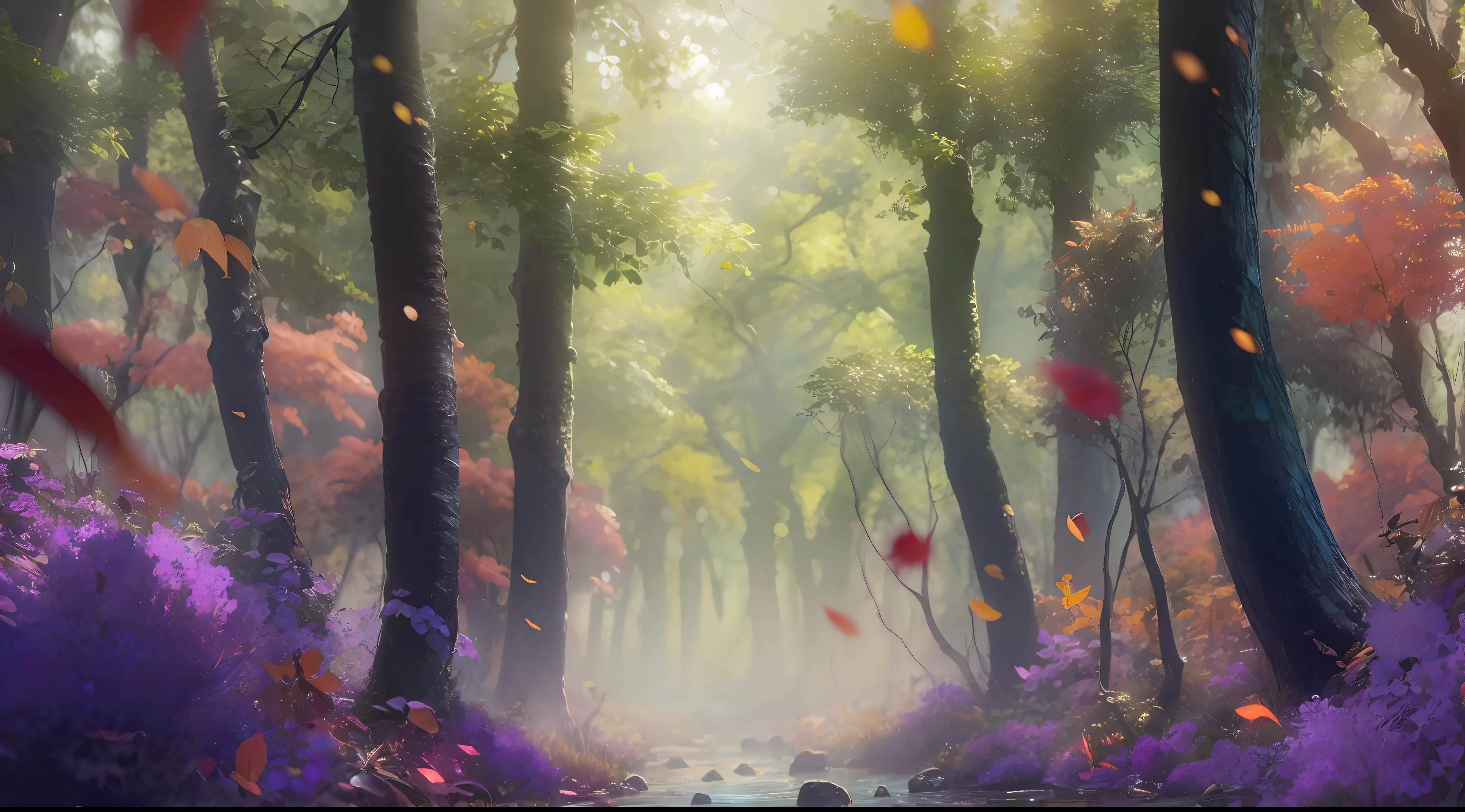 Obra maestra, mejor calidad, (fondo de pantalla CG unificado 8k muy detallado), (mejor calidad), (best illustration), (mejor sombra), agua potable en la piscina, elementos naturales en el tema del bosque. Bosque misterioso, bosque hermoso, naturaleza, rodeado de flores, Delicate leaves and branches surrounded by fireflies (elementos naturales), (tema de la selva), (hojas), (ramas), (fireflys), (particle effects) y otros 3D, renderizado de octanaje, trazado de rayos, super detailed, ciervos --v6