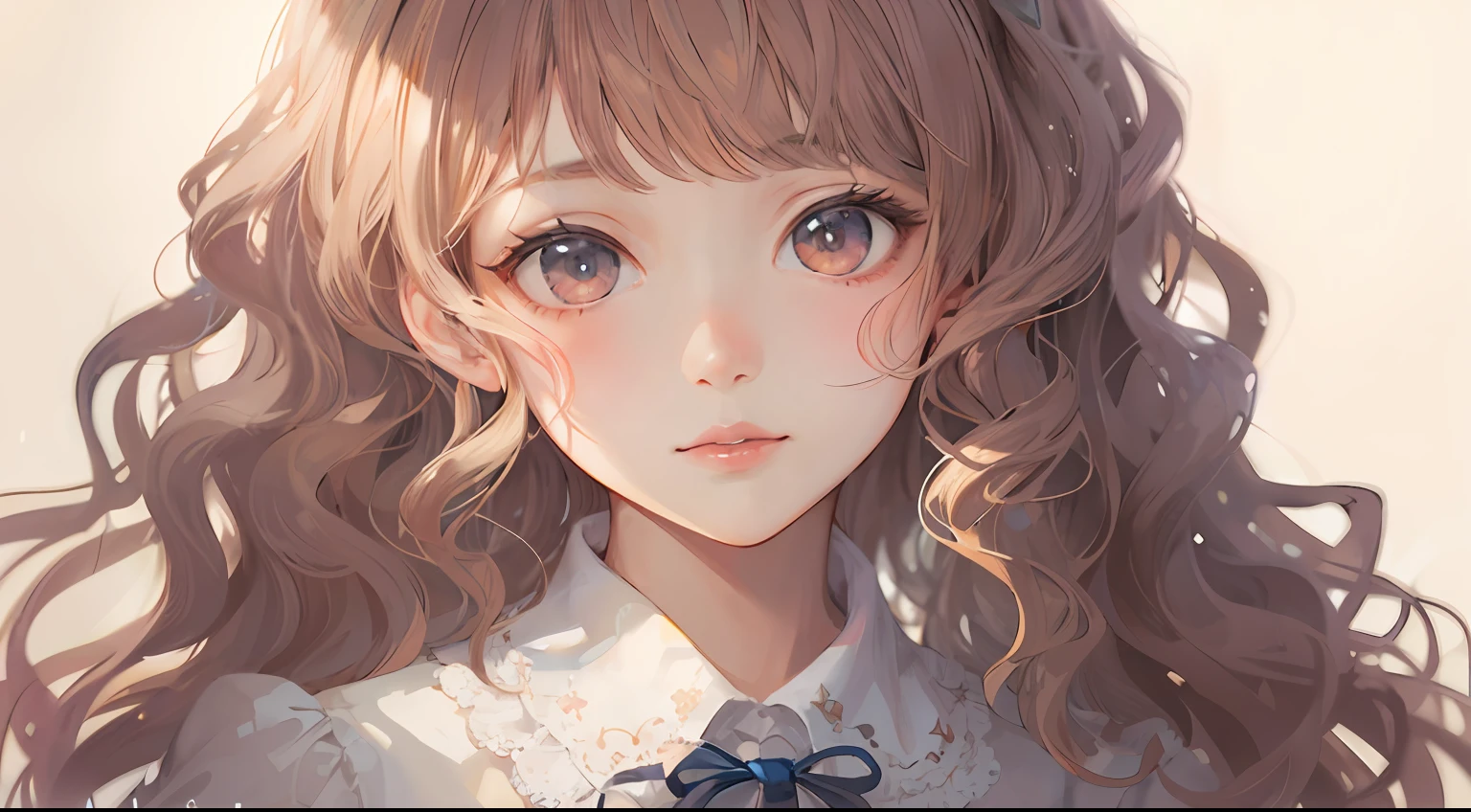 Anime girl with long hair and big eyes in a white blouse, kawaii realistic portrait, portrait of cute anime girlbabes, portrait of cute anime girlbabes, detailed portrait of an anime girl, cute natural anime face, Detailed Digital Anime Art, soft anime illustration, Portrait Anime Girl, Beautiful Anime Portrait, extremely cute anime girl face, Cute anime face, portrait of cute anime girlbabes, Cute anime girl