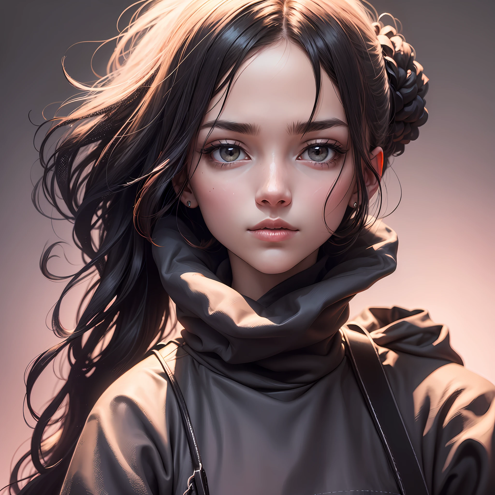 Create a portrait, Using colors "#e1adb7", "#2f457f", "#786d95", "#8e444d", "#9591b7". --auto