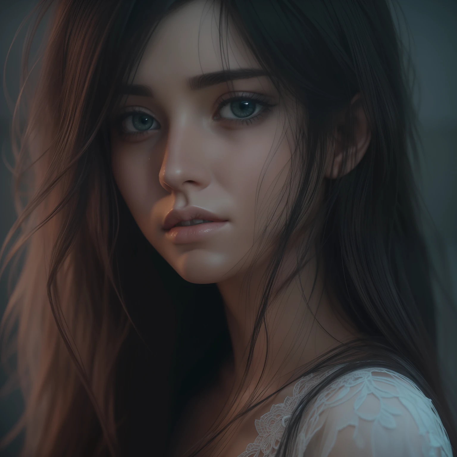 ((best quality)), ((masterpiece)), ((realistic)), (detailed) illustration photographic , beautiful face, cute,  undead girl, black hair colour, perfect composition,College Girl, hd octane render,long hair,high resolution scan, masterpiece, hyperrealism, delicate detailed complex, highly detailed, intricate detailed, volumetric lighting, light reflection, highly detailed concept art, trending on artstation, vivid colors, melancholic, college, loneliness, depressing, hopelessness, suffering
(((close up face shoot))), dim lights, 8k uhd, realistic, Nikon z9, raytracing, focus face, (sharpness:2. 0)