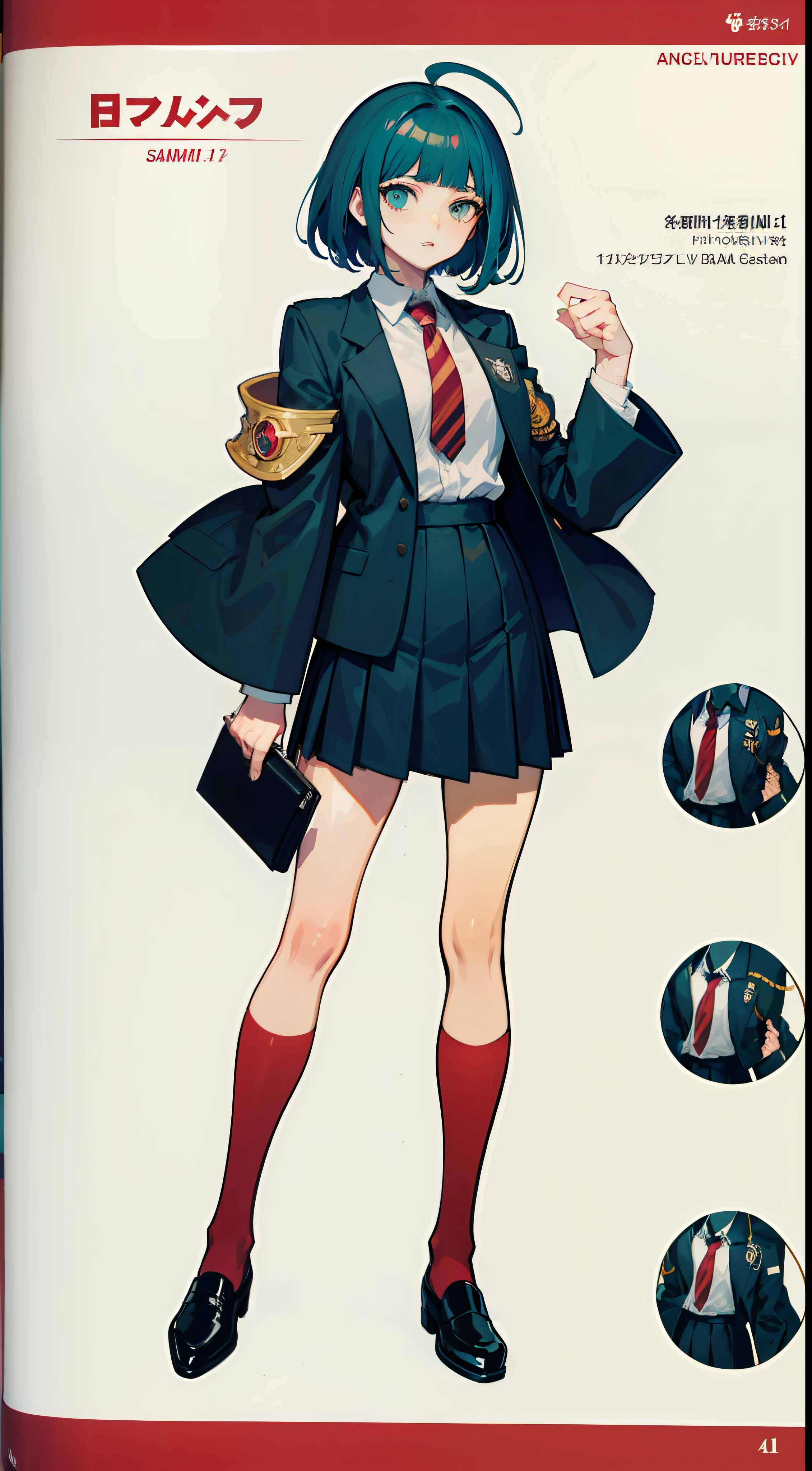 An anime character in business clothes stands in the middle of the picture, Holding the folder in your arms，The right hand is raised in a fist，concept art by Kamisaka Sekka, Pisif, Sots Art, ace attorney style, rimuru and milim, puce and vermillion, offcial art, vermillion and cyan, digital art from danganronpa, Medium shots of the character, clean backdrop，Black shoes，official character art