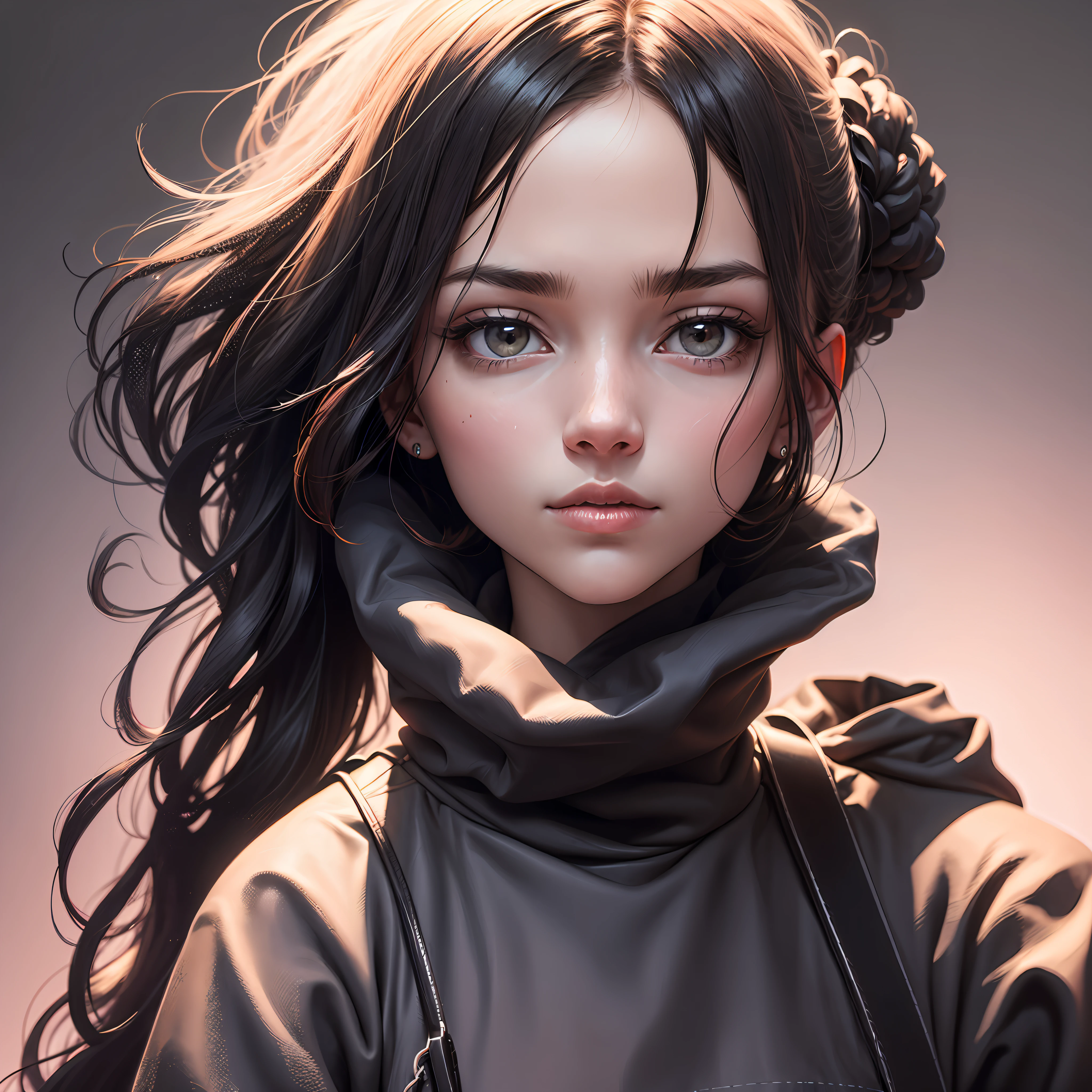 Create a portrait, Using colors "#e1adb7", "#2f457f", "#786d95", "#8e444d", "#9591b7". --auto
