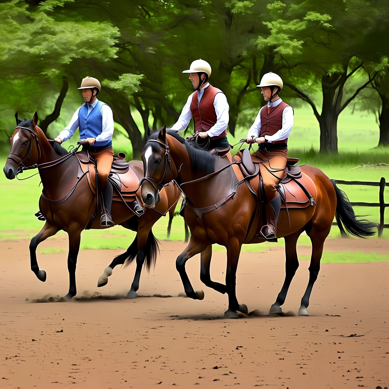 The nomadic warriors were galloping on horseback --auto