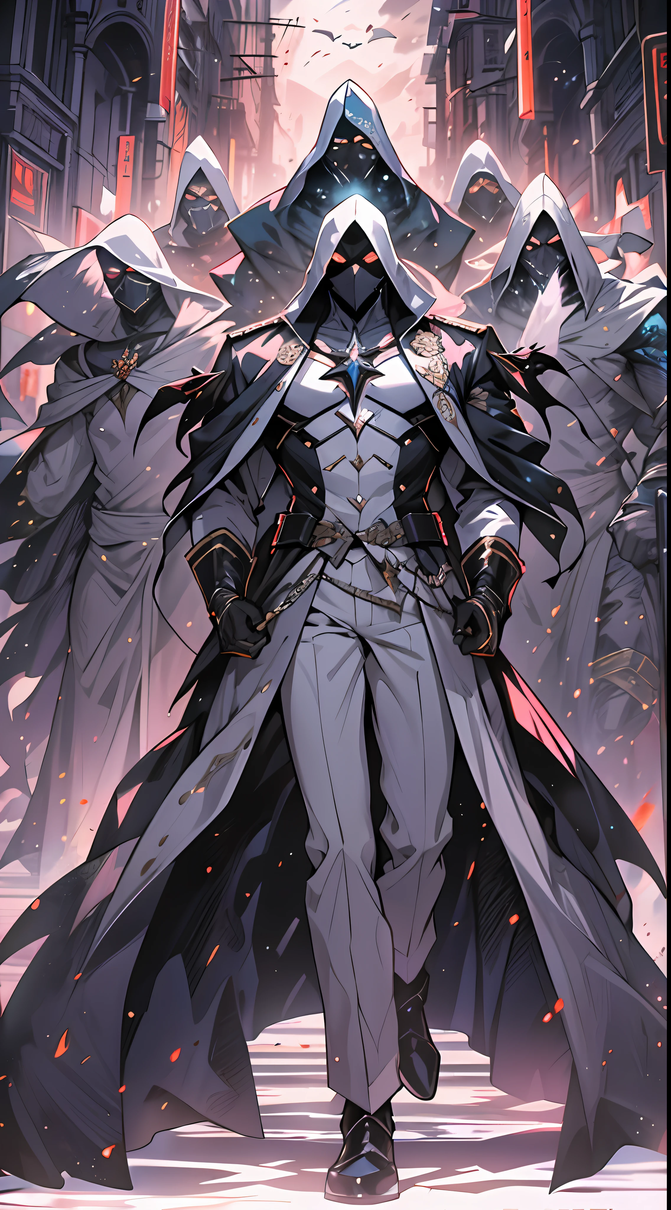 A young and handsome man stands in the center of the scene,Four phantoms appeared behind him,Each phantom represents a heroic spirit。The man raised his arms,Unfold your body,Exudes powerful energy fluctuations。Everyone looked at him in surprise,The gaze was attracted by these four heroic shadows。
