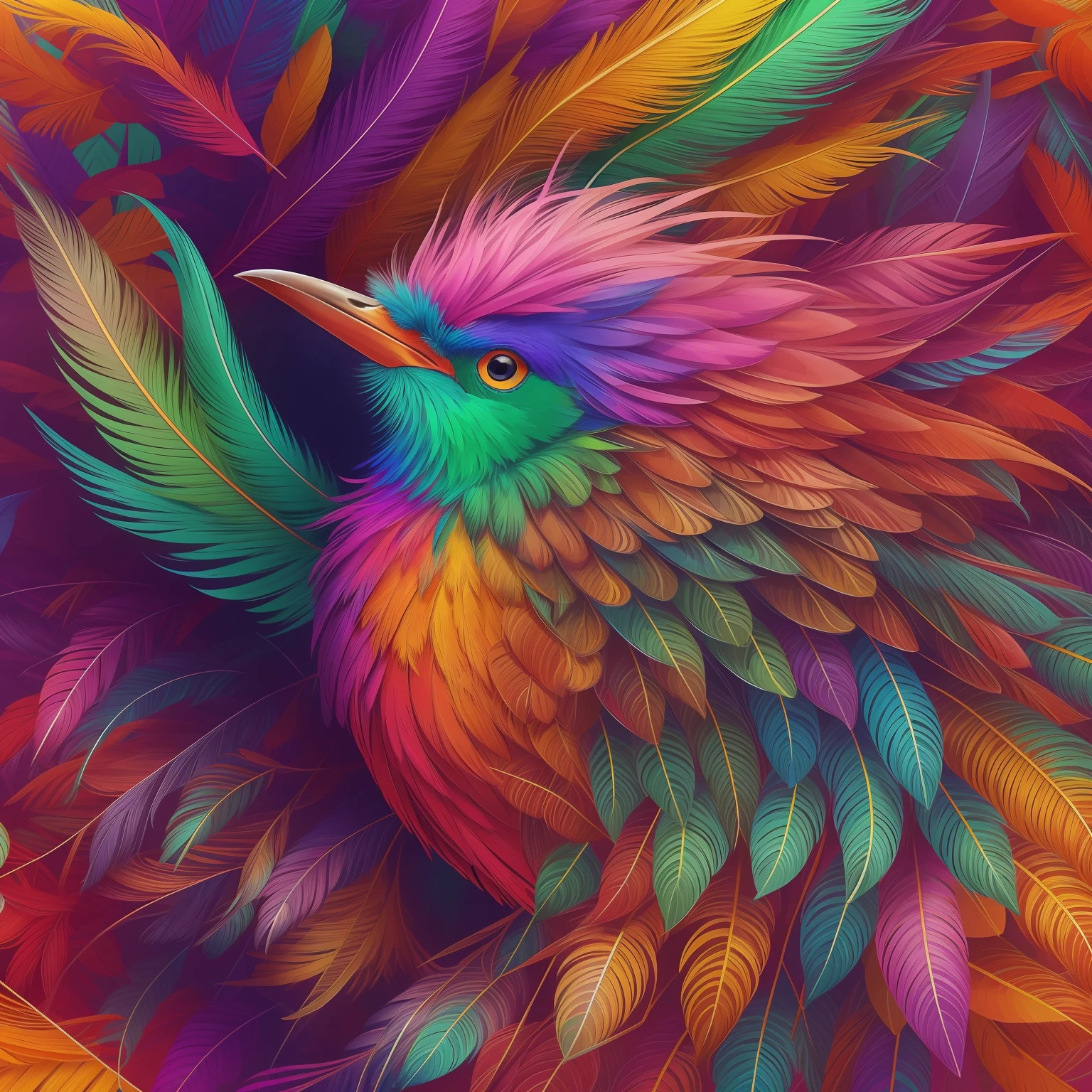 brightly colored bird with a colorful head and feathers on its head, beautiful digital art, beautiful digital artwork, amazing detail digital art, very beautiful digital art, highly detailed digital painting, colorful hd picure, gorgeous digital art, highly detailed digital art, beautiful art uhd 4 k, digital painting highly detailed, beautiful gorgeous digital art, amazing digital art, colorful plumage