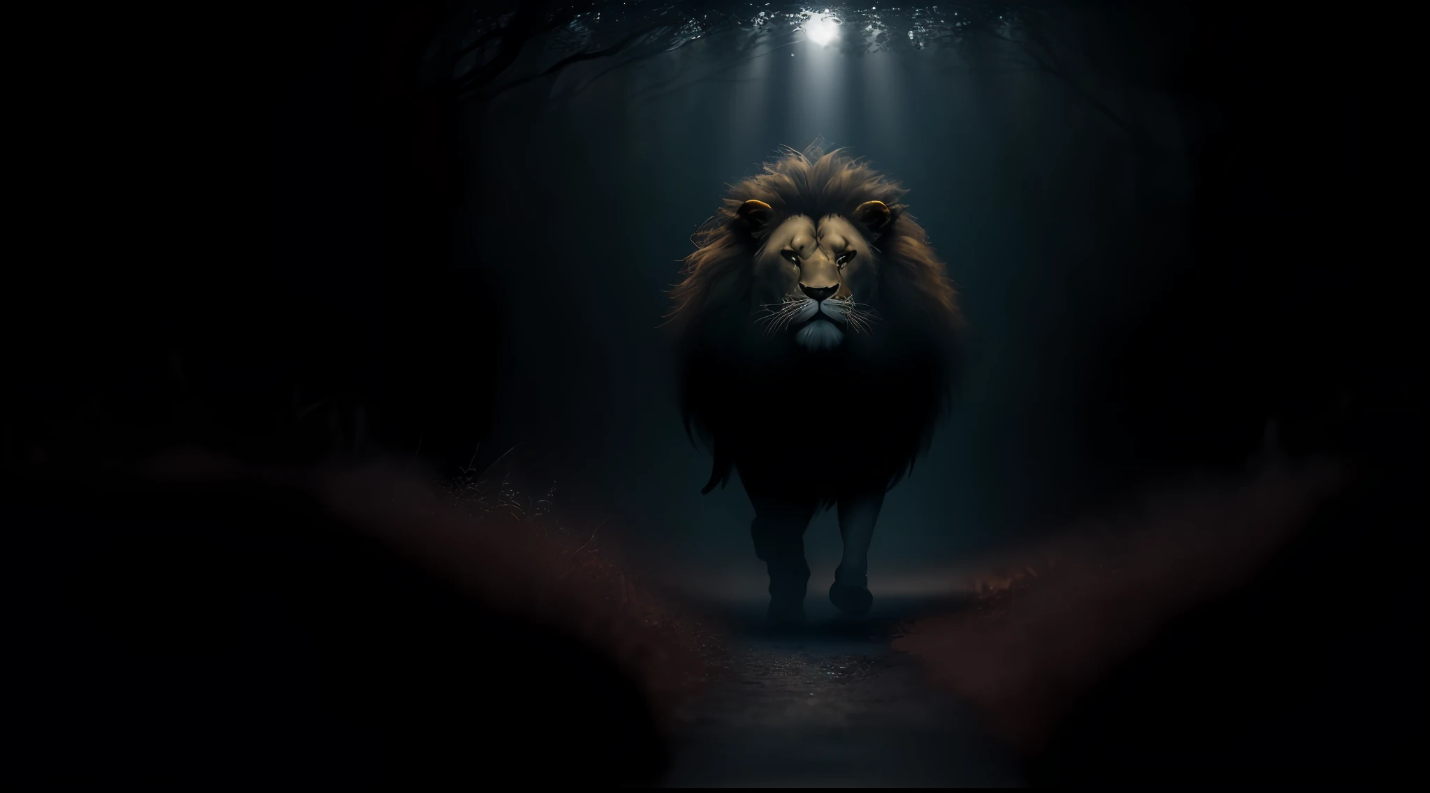 1 Shining lion walking in a dark and mysterious forest, fantasia e nevoeiro, Ray of sunshine coming through the tree, fotografiarrealista, fotografia, obra-prima, realista, Realismo, renderizado, Alto contraste, digital art photographyrealistic trend in Artstation 8k HD high definition detailed realistic, detalhado, textura da pele, hiper detalhado, Textura realista da pele, armadura, melhor qualidade, ultra alto nada, (fotografiarrealista: 1.4),, alta resolução, detalhado, fotografia crua, sharp re, by Lee Jeffries Nikon D850 film Stock Photography 4 Kodak Portra 400 camera F1.6 Rich Lenses Colors Hyper Realistic Texture Dramatic Texture UnrealEngine Trend in ArtStation CineStill 800,