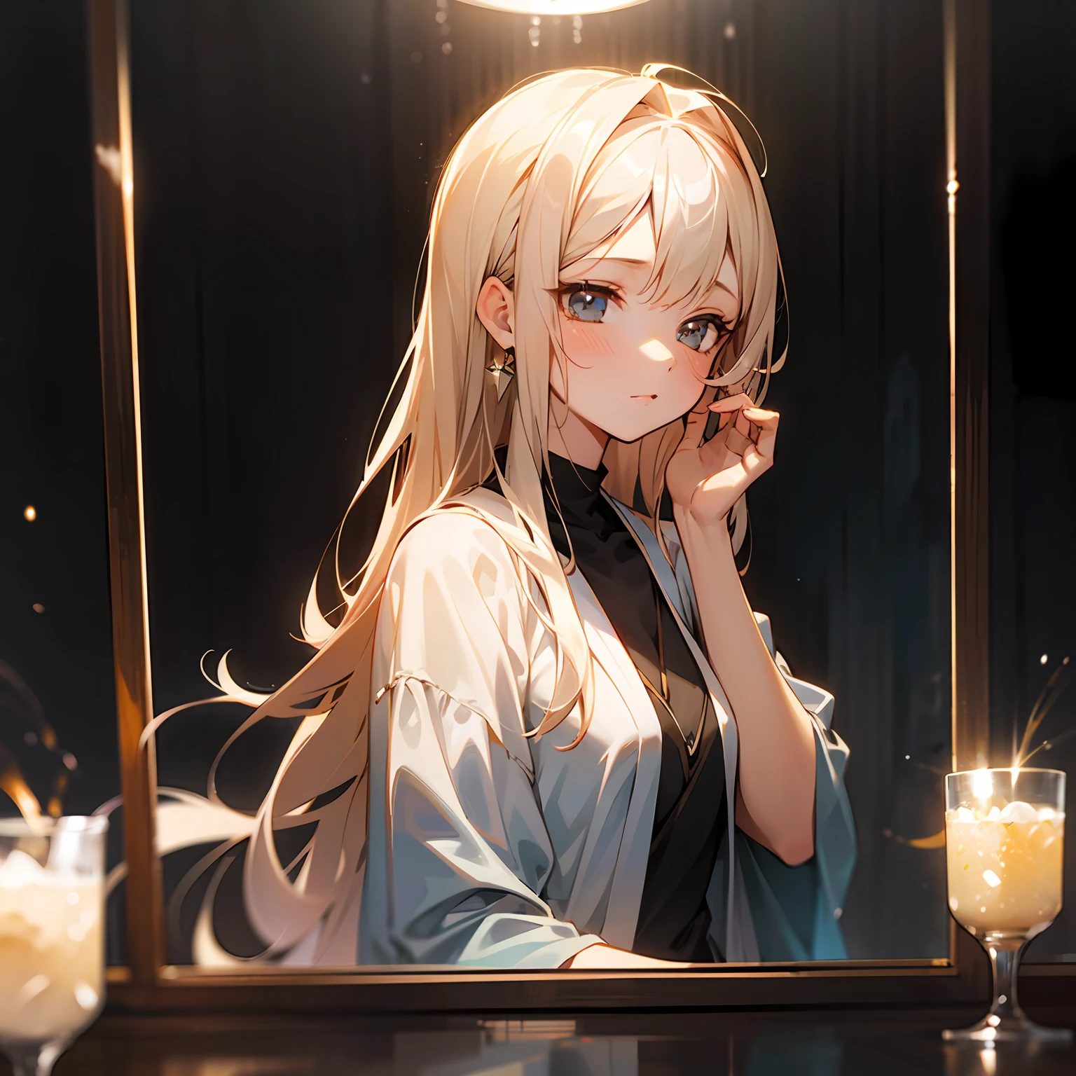 zori，glass，Long-haired girl，Vacated，Light，HD beauty CG