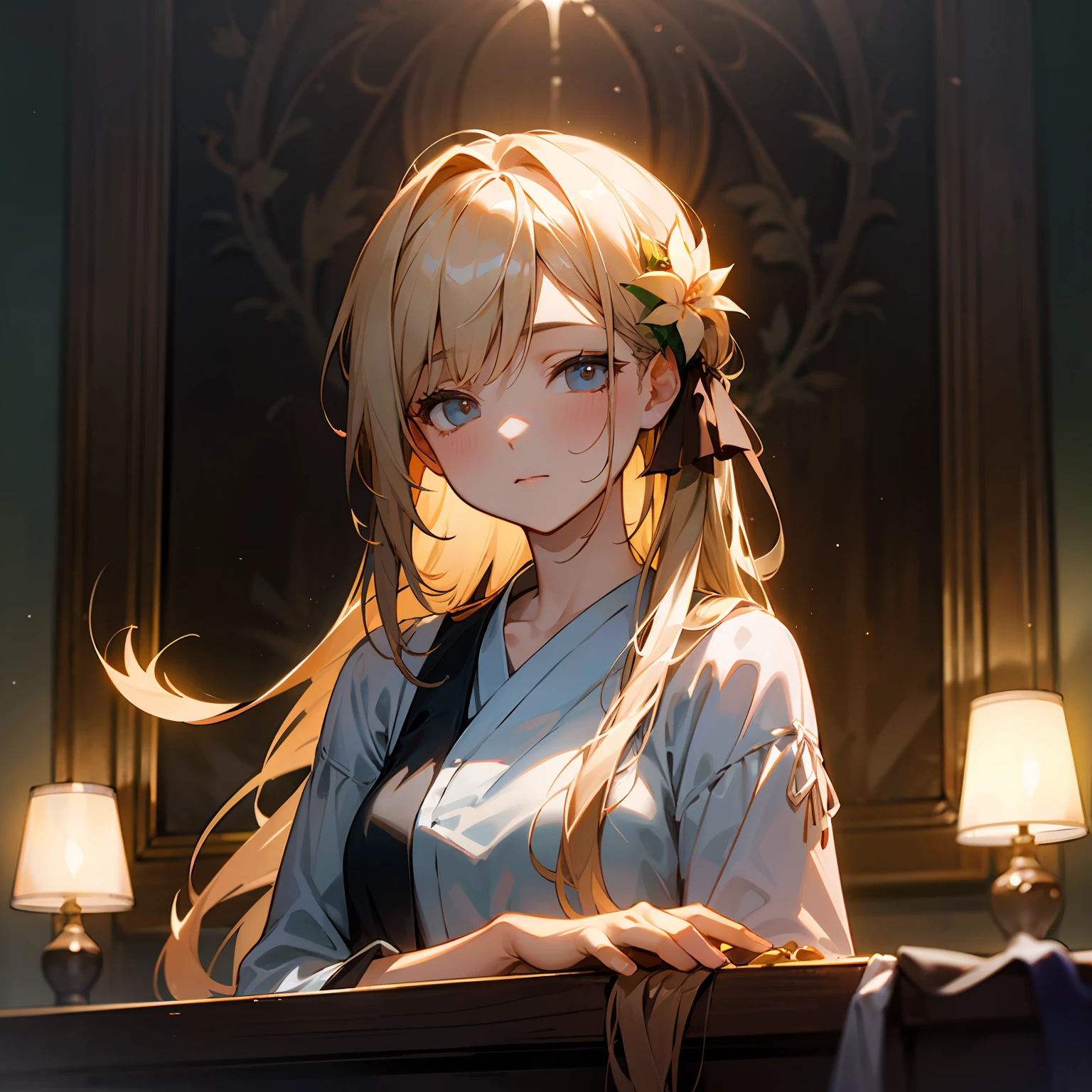 zori，glass，Long-haired girl，Vacated，Light，HD beauty CG