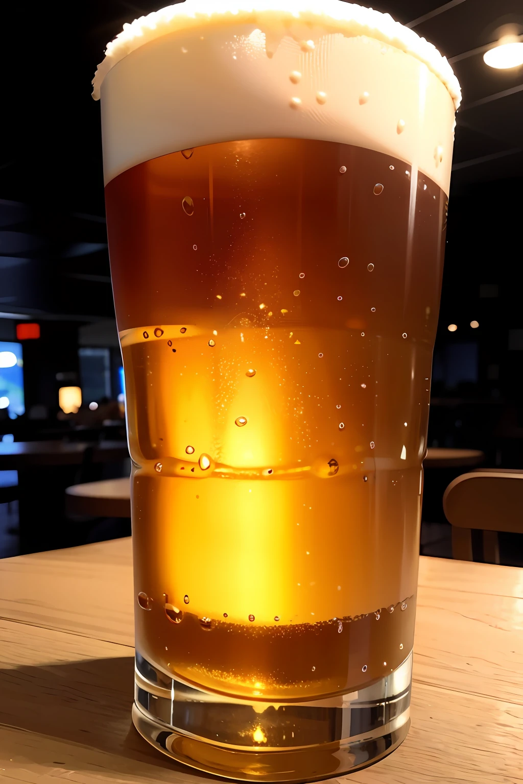 A large glass of dark, unfiltered beer and chips