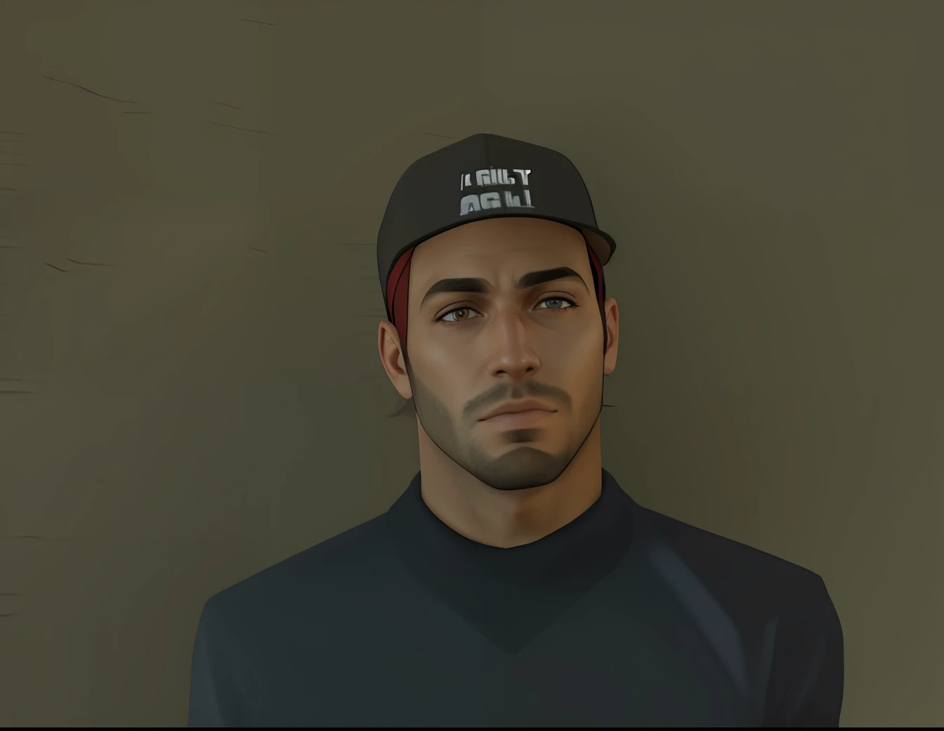 arafed man wearing a ball cap with the word rally every, tony sandoval. 8 k realistic, realistically rendered face, halfbody headshot, with rap cap on head, low quality 3d model, 3 d render of jerma 9 8 5, real detailed face, ernest khalimov body, 3 d demo reel avatar, highly_detailed_face!!! ((GTA SA style))