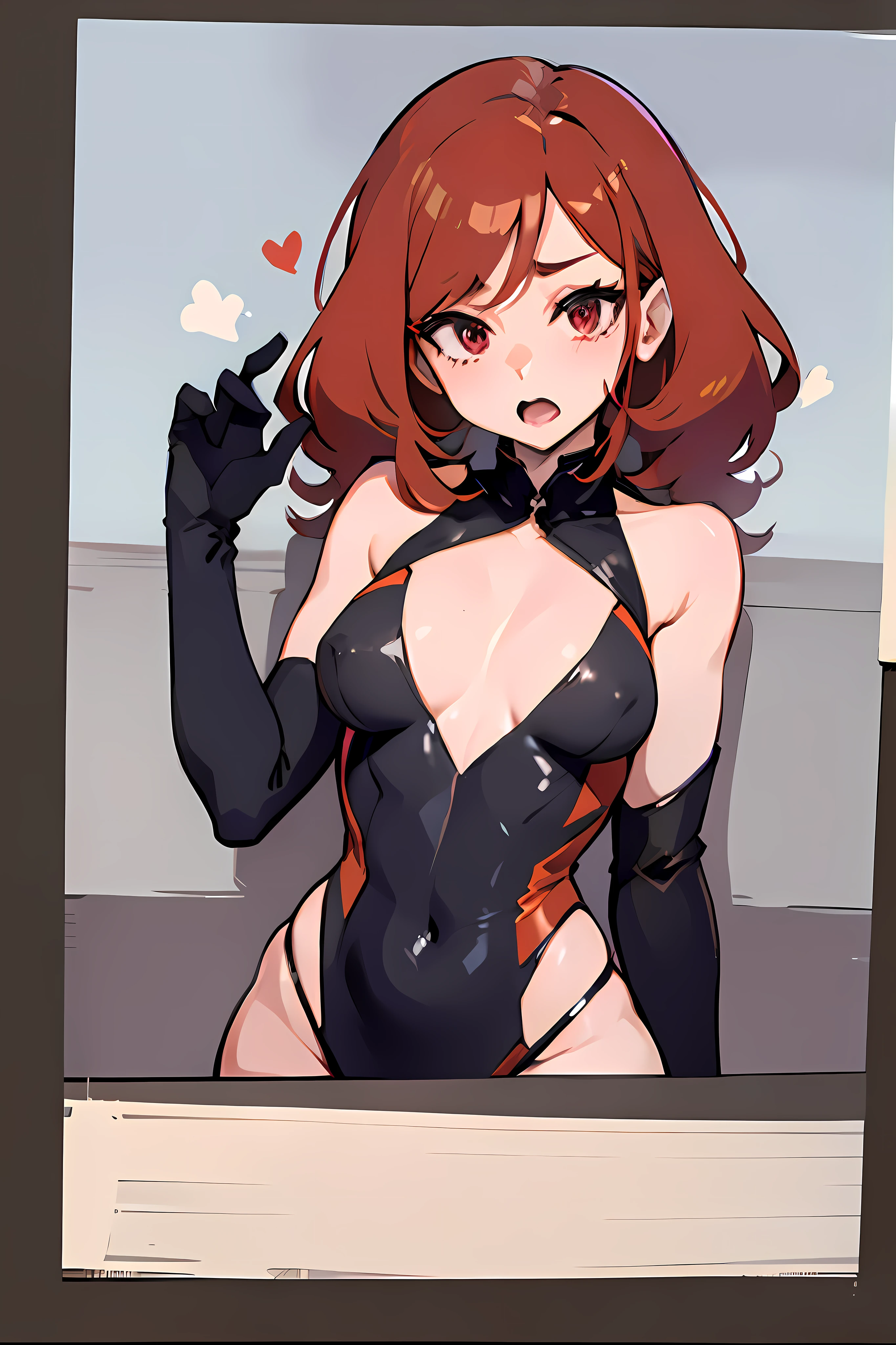 futanari,redhead, small breasts, slim body, cute