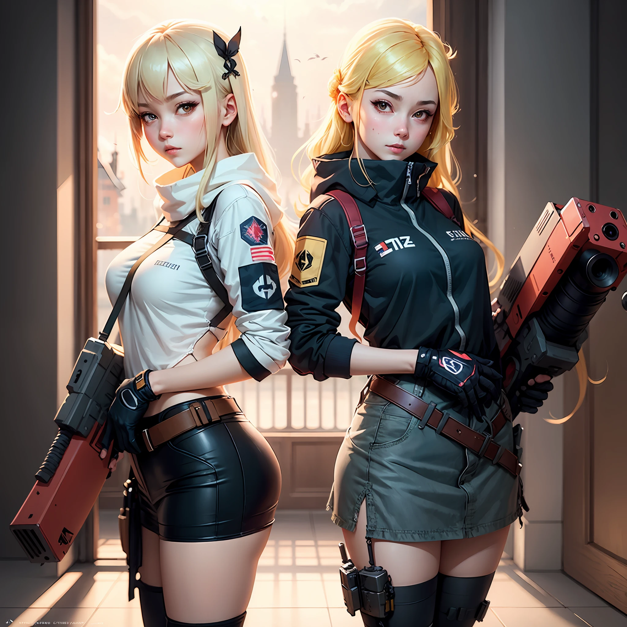 Anime girl with blonde hair and heavy weapons in the castle, Guviz-style artwork, Guweiz on ArtStation Pixiv, Kantai collection style, Guweiz in Pixiv ArtStation, Guviz, girls frontline style, trending on artstation pixiv, style of anime4 K, from girls frontline, Badass anime 8 K