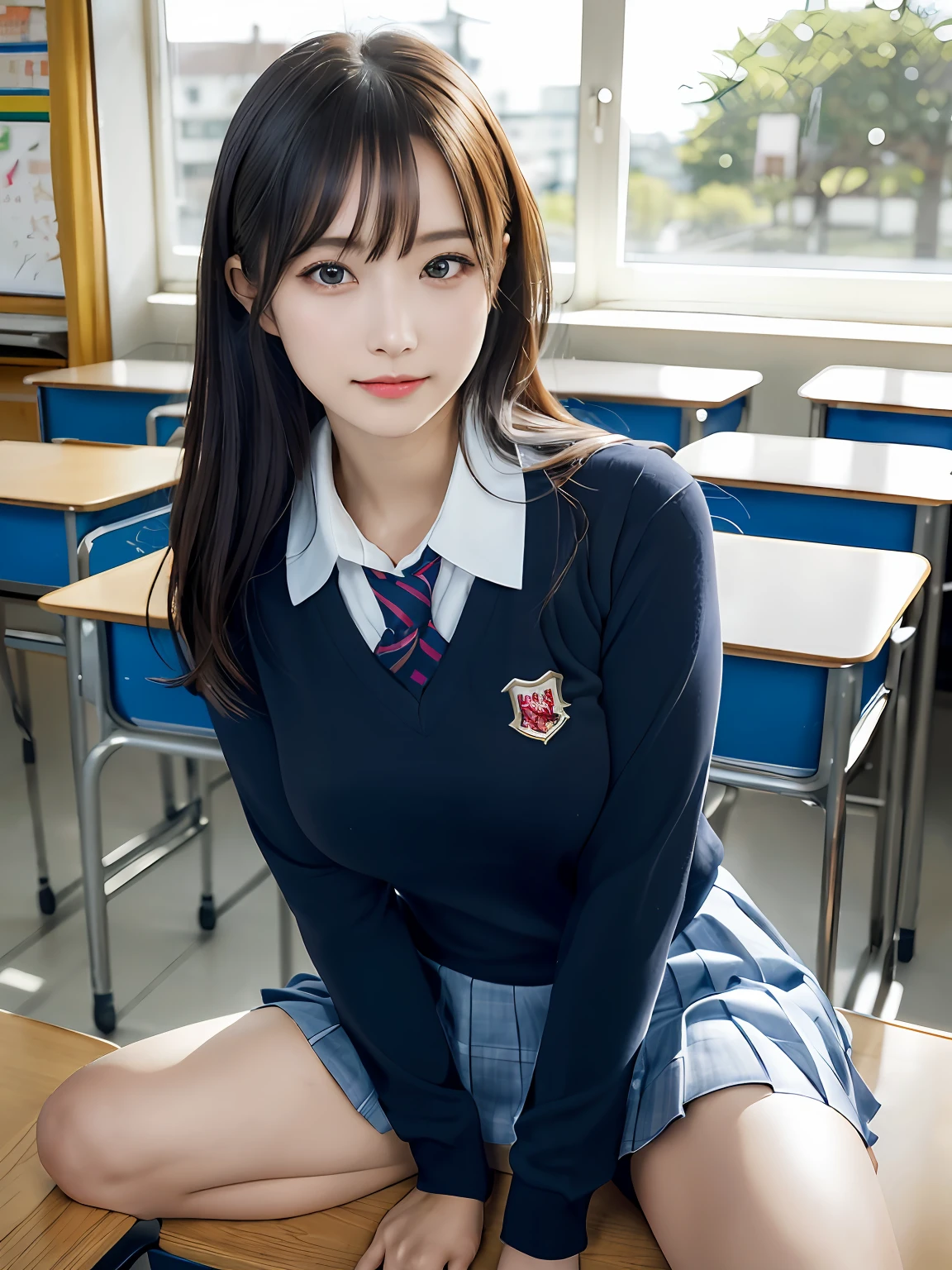 masutepiece, Best Quality, japanaese girl,1girl in, 8K, Raw photo, top-notch quality, masutepiece, nffsw:1.2, exceptionally detailed RAW color photo, professional-grade photograph, (Realistic, Photorealistic:1.37), (highly detailedskin:1.2), Ultra-high resolution, (lenz 50mm), (F/1.2),Exquisitely Detailed Eyes,Staring at the viewer,
break
With 1 girl (There are many elderly people:1.4), Beautiful face, kawaii,(Smile:1.05),(20yr old, Large breasts, wide-hips,Straight hair, (Short hair), Black eyes, white fine skin,small mouth, high cheekbones (Definition), Sexy Pose,(Leaning forward:1.3),(The to the FW:1.1),White panties、Korean Idol、Nogizaka Idol、hposing Gravure Idol、Adults、女優、(masutepiece, top-quality:1.3), (Ultra detailed 8K cg:1.2), (hyper realisitic:1.35), (Photorealistic:1.45), (Realistic:1.4), Cowboy Shot,
1 beautiful Japanese girl, 22 years old, super model, Japanese Idol, __expression__, Large breasts, (sitting on the desk:1.1), (School uniform:1.4), (Spread legs:1.2),
(School classroom background:1.1),