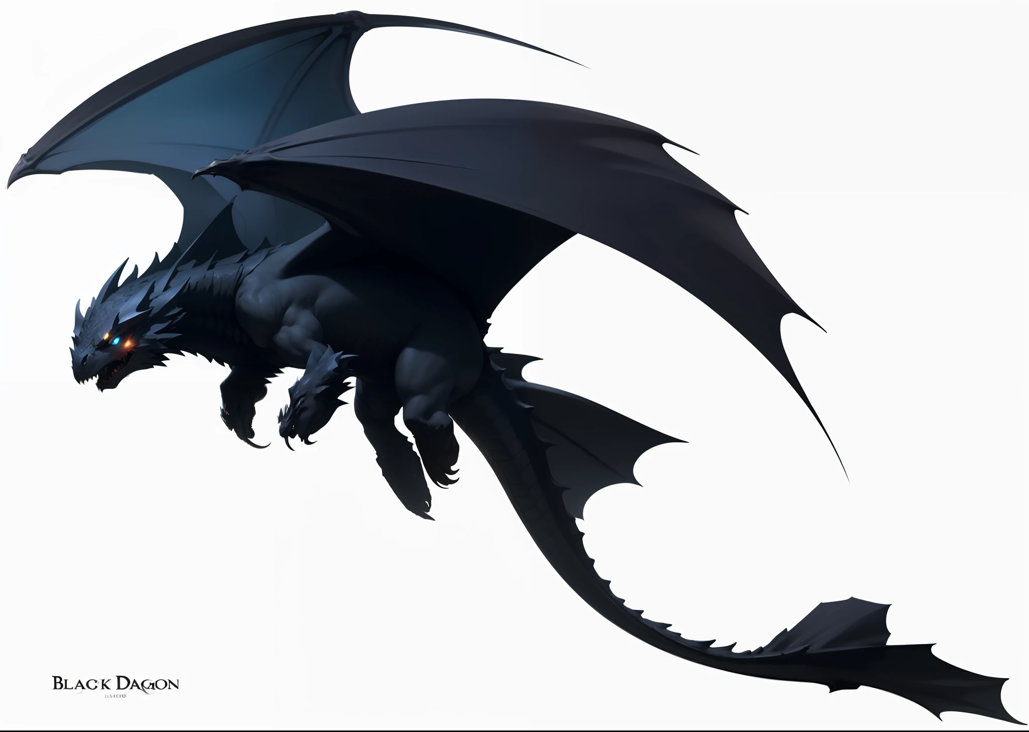 Black Dragon,long necks,wings