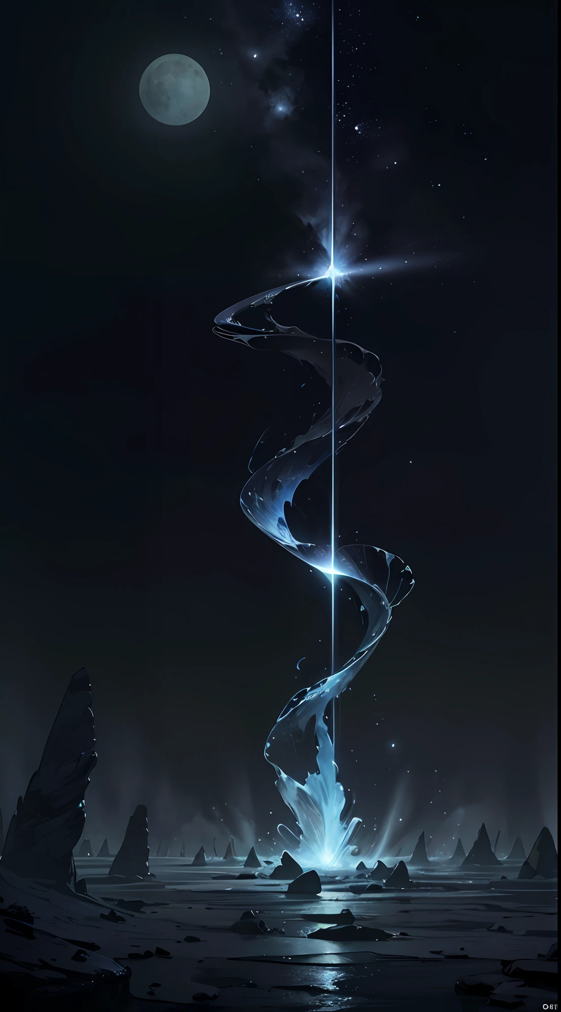 Kizi，wear a swimsuiti，whaite hair，blue color eyes，Well-structured female body，close-up all over the body，look from down，Above is the sky，Below is the high sea，（moon full：1.2），（meteors：0.9）， production art，（Warm light source：1.2），（glowworm：1.2），lamp lights，Complicated details，Volumetric lighting BREAK（tmasterpiece：1.2），（best qualtiy），4K，ultra - detailed，（dynamic compositions：1.4），detail-rich，plethora of colors，（Irridescent color：1.2），（with light glowing，Atmospheric lighting），dream magical，magical，（独奏：1.2） --auto
