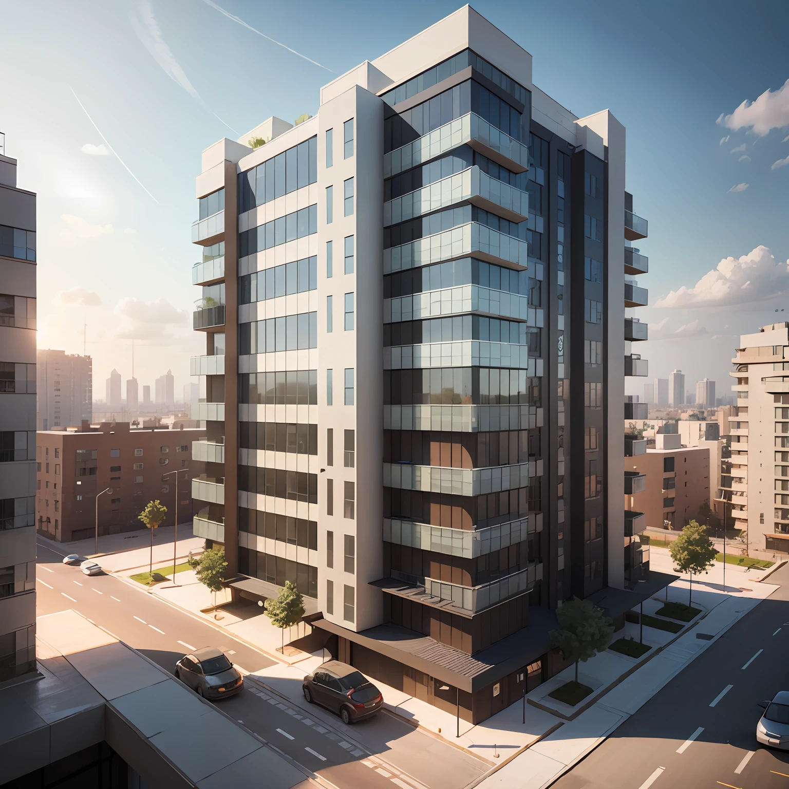 Architecture 3D Design model of Modern Service Apartment Building, Transparent of MEP Services, Concrete Structure, High Quality Raytraced Graphic, Reality --auto