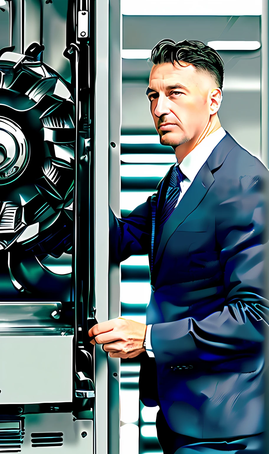 Work seriously,The man who operates the machine