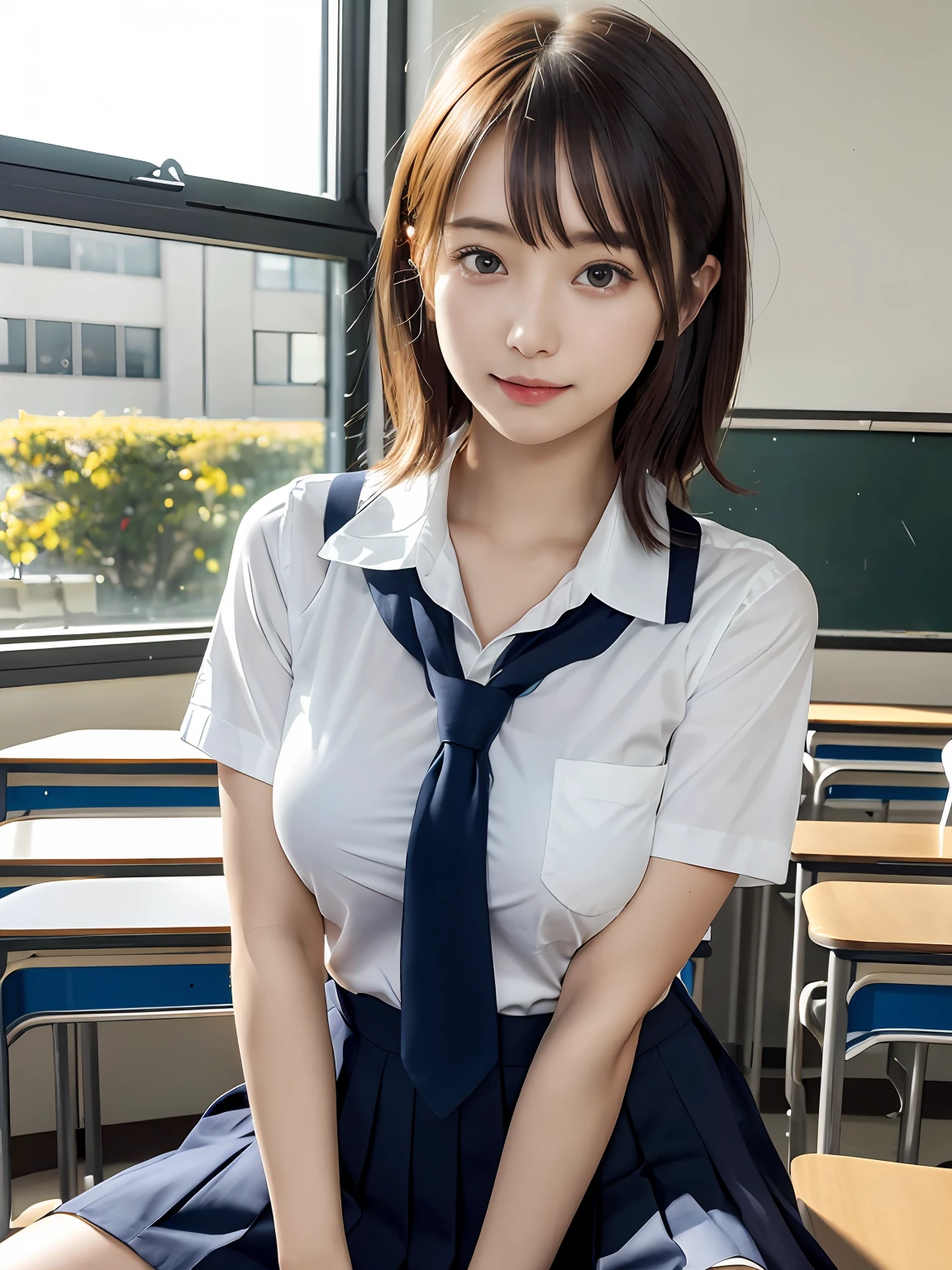 masutepiece, Best Quality, japanaese girl,1girl in, 8K, Raw photo, top-notch quality, masutepiece, nffsw:1.2, exceptionally detailed RAW color photo, professional-grade photograph, (Realistic, Photorealistic:1.37), (highly detailedskin:1.2), Ultra-high resolution, (lenz 50mm), (F/1.2),Exquisitely Detailed Eyes,Staring at the viewer,
break
With 1 girl (There are many elderly people:1.4), Beautiful face, kawaii,(Smile:1.05),(20yr old, Large breasts, wide-hips,Straight hair, (Short hair), Black eyes, white fine skin,small mouth, high cheekbones (Definition), Sexy Pose,(Leaning forward:1.3),(The to the FW:1.1),White panties、Korean Idol、Nogizaka Idol、hposing Gravure Idol、Adults、女優、(masutepiece, top-quality:1.3), (Ultra detailed 8K cg:1.2), (hyper realisitic:1.35), (Photorealistic:1.45), (Realistic:1.4), Cowboy Shot,
1 beautiful Japanese girl, 22 years old, super model, Japanese Idol, __expression__, Large breasts, (sitting on the desk:1.1), (School uniform:1.4), (Spread legs:1.2),
(School classroom background:1.1),