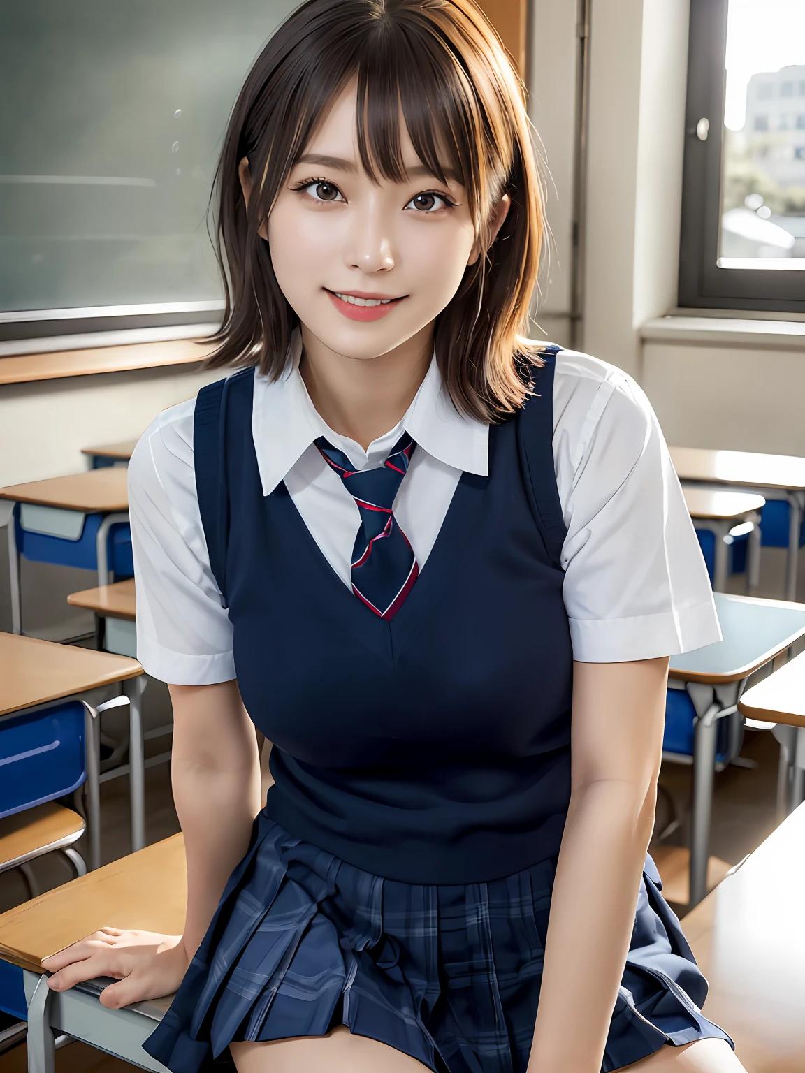 masutepiece, Best Quality, japanaese girl,1girl in, 8K, Raw photo, top-notch quality, masutepiece, nffsw:1.2, exceptionally detailed RAW color photo, professional-grade photograph, (Realistic, Photorealistic:1.37), (highly detailedskin:1.2), Ultra-high resolution, (lenz 50mm), (F/1.2),Exquisitely Detailed Eyes,Staring at the viewer,
break
With 1 girl (There are many elderly people:1.4), Beautiful face, kawaii,(Smile:1.05),(20yr old, Large breasts, wide-hips,Straight hair, (Short hair), Black eyes, white fine skin,small mouth, high cheekbones (Definition), Sexy Pose,(Leaning forward:1.3),(The to the FW:1.1),White panties、Korean Idol、Nogizaka Idol、hposing Gravure Idol、Adults、女優、(masutepiece, top-quality:1.3), (Ultra detailed 8K cg:1.2), (hyper realisitic:1.35), (Photorealistic:1.45), (Realistic:1.4), Cowboy Shot,
1 beautiful Japanese girl, 22 years old, super model, Japanese Idol, __expression__, Large breasts, (sitting on the desk:1.1), (School uniform:1.4), (Spread legs:1.2),
(School classroom background:1.1),
