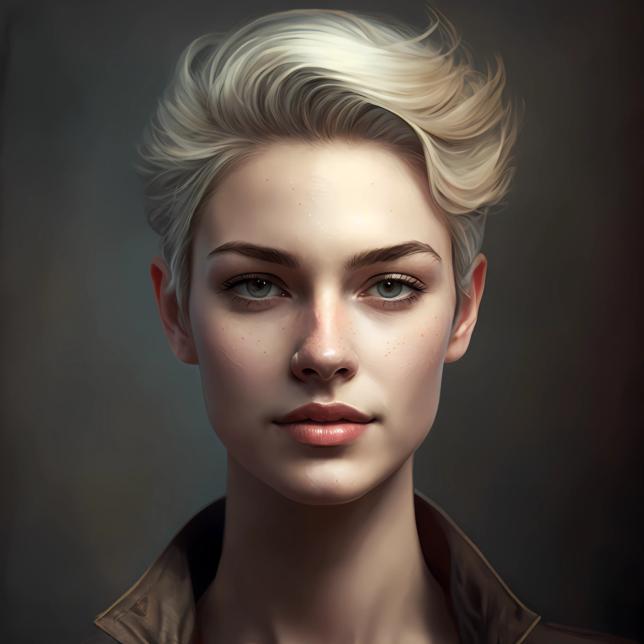Androgino de cabelos loiros com cabelo curto e uma jaqueta de couro, Retrato CGSetivity, retrato andogino realista, retrato da arte do personagem, retrato de beleza detalhado, Cinematic realistic portrait, Epic portrait illustration, retrato bonito detalhado, Realistic portrait, retrato da arte do conceito do personagem, retrato de rosto detalhado realista, retrato detalhado do caractere, stunning digital illustration, retrato de alta qualidade, retrato de personagem de closeup, retrato de arte conceito de fantasia, traumatic red background