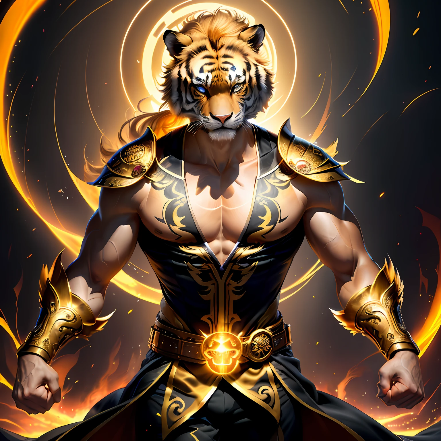 A boy,tiger,dark forest,monster