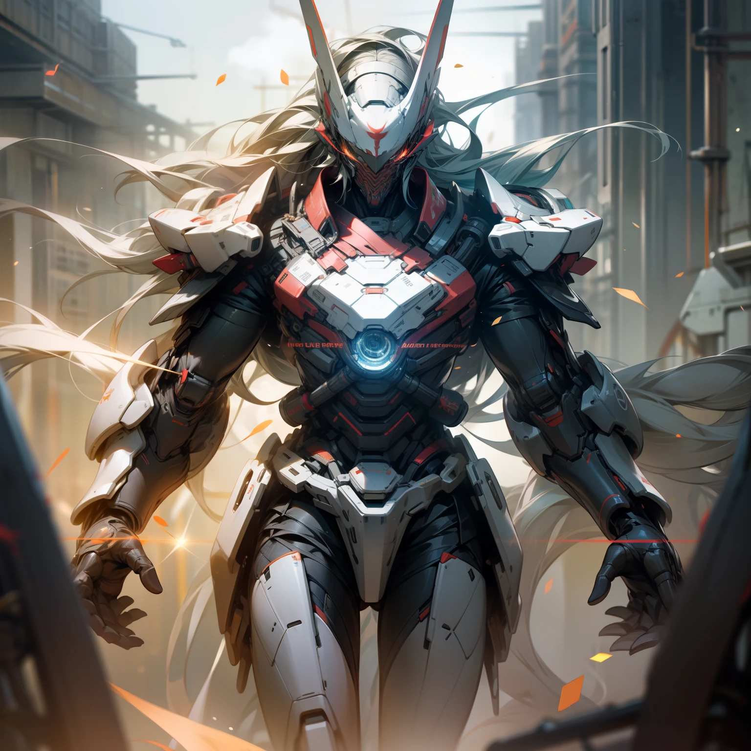 (Ultra detailed CG Unity 8k Ultra HD wallpaper,)Super high quality,(Modern technology/The style of futuristic technology),Lü Bu is a three-dimensional and gorgeous hero,With the halberd of the apocalypse,(It's like high-tech from the future。)