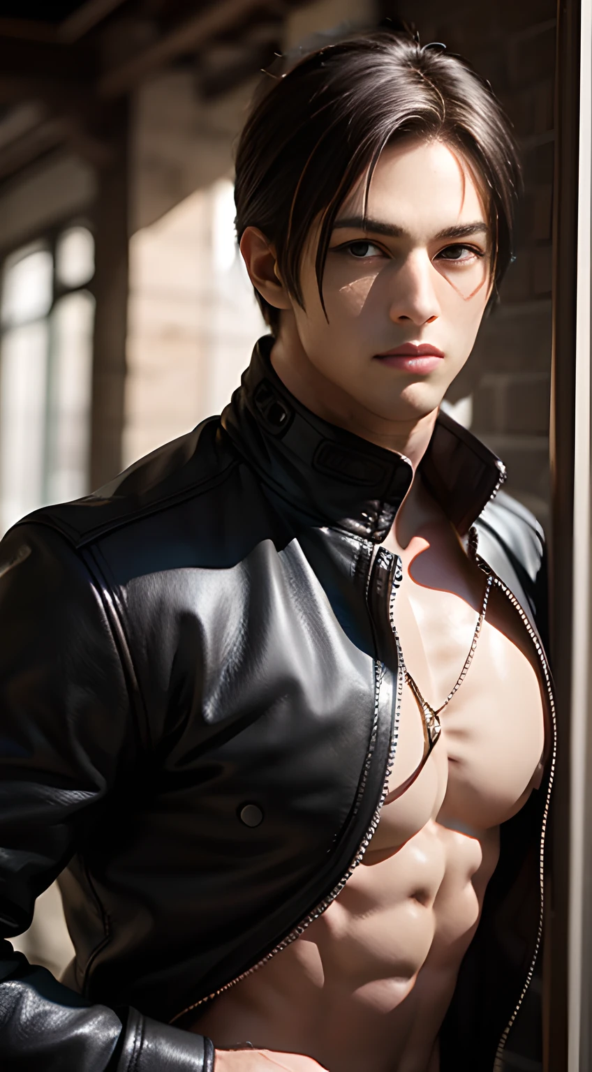 handsome muscular young man, Leon Kennedy,