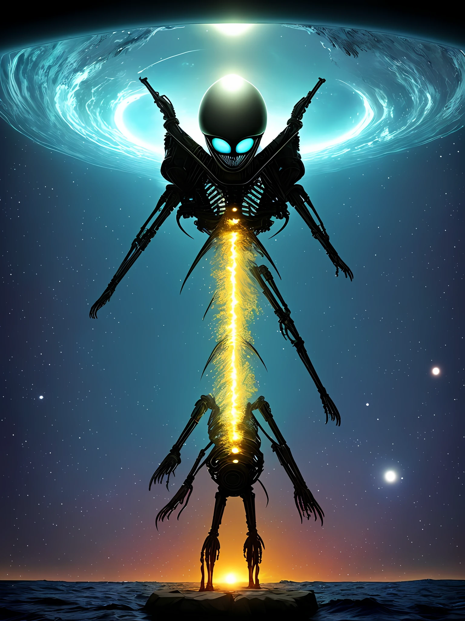 Alien multi-eyed human deep sea multi-legged
