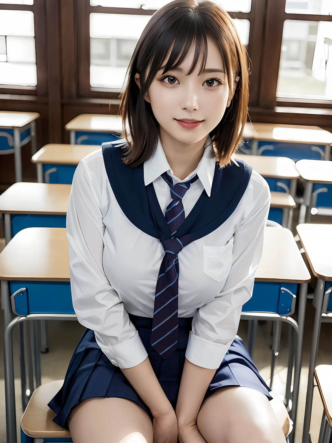 masutepiece, Best Quality, japanaese girl,1girl in, 8K, Raw photo, top-notch quality, masutepiece, nffsw:1.2, exceptionally detailed RAW color photo, professional-grade photograph, (Realistic, Photorealistic:1.37), (highly detailedskin:1.2), Ultra-high resolution, (lenz 50mm), (F/1.2),Exquisitely Detailed Eyes,Staring at the viewer,
break
With 1 girl (There are many elderly people:1.4), Beautiful face, kawaii,(Smile:1.05),(20yr old, Large breasts, wide-hips,Straight hair, (Short hair), Black eyes, white fine skin,small mouth, high cheekbones (Definition), Sexy Pose,(Leaning forward:1.3),(The to the FW:1.1),White panties、Korean Idol、Nogizaka Idol、hposing Gravure Idol、Adults、女優、(masutepiece, top-quality:1.3), (Ultra detailed 8K cg:1.2), (hyper realisitic:1.35), (Photorealistic:1.45), (Realistic:1.4), Cowboy Shot,
1 beautiful Japanese girl, 22 years old, super model, Japanese Idol, __expression__, Large breasts, (sitting on the desk:1.1), (School uniform:1.4), (Spread legs:1.2),
(School classroom background:1.1),