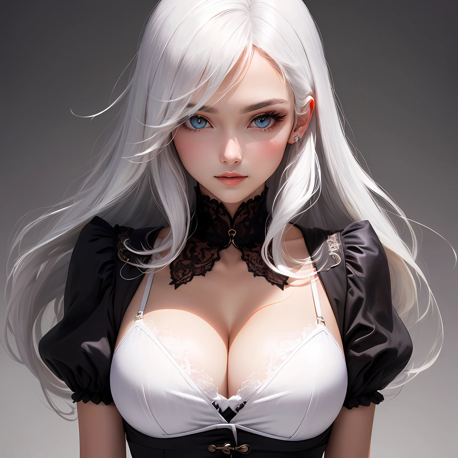 White hair,largeeyes,36D