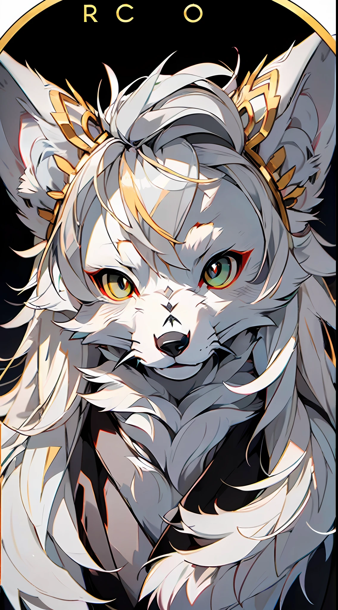(Best picture quality),(tmasterpiece),,(((solo person))),(ultra - detailed),(Male arctic fox:1.5), (Light gray skin:1.3), (pale gray fur:1.3),((Golden pupils)),Red eyeliner, ((Canine paws)), ((Gray paws)),(grey ears),Sharp focus,(The furry feeling of animal ears),((Wearing a black magician's robe)),Detailed characters,the complex background,ssmile,
