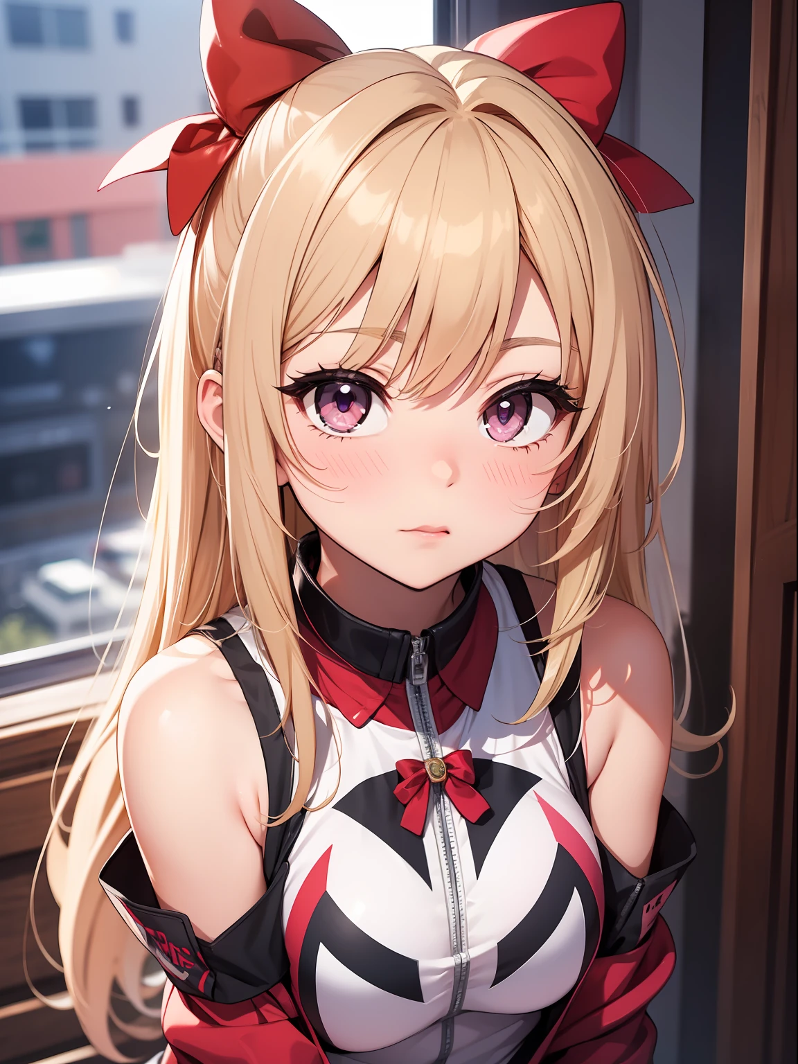 Ecchi、Ecchi、Ecchi、Pink eyes、a blond、cheer girl、red blush、cute little、Transcendent Cute、Idol、