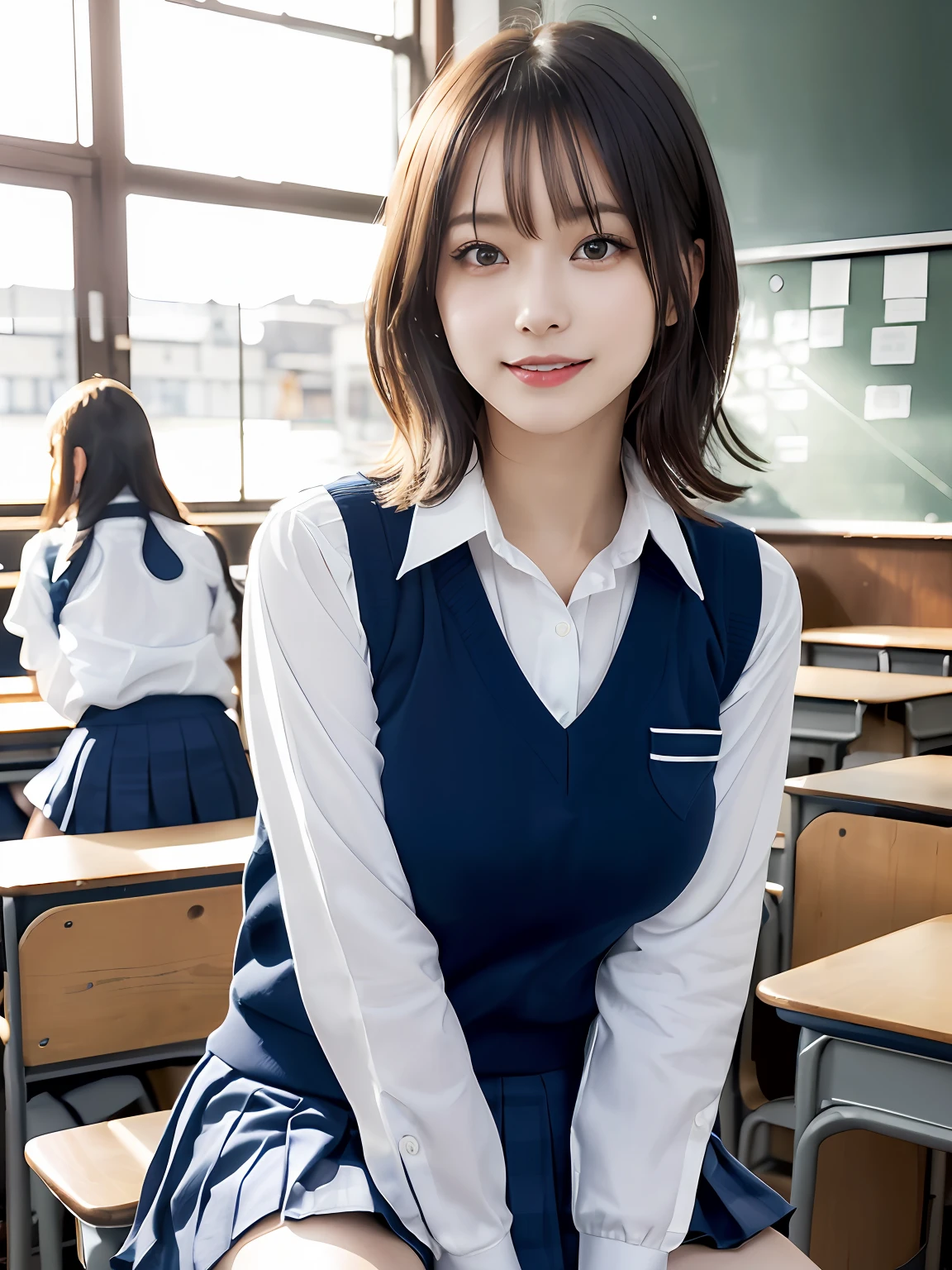 masutepiece, Best Quality, japanaese girl,1girl in, 8K, Raw photo, top-notch quality, masutepiece, nffsw:1.2, exceptionally detailed RAW color photo, professional-grade photograph, (Realistic, Photorealistic:1.37), (highly detailedskin:1.2), Ultra-high resolution, (lenz 50mm), (F/1.2),Exquisitely Detailed Eyes,Staring at the viewer,
break
With 1 girl (There are many elderly people:1.4), Beautiful face, kawaii,(Smile:1.05),(20yr old, Large breasts, wide-hips,Straight hair, (Short hair), Black eyes, white fine skin,small mouth, high cheekbones (Definition), Sexy Pose,(Leaning forward:1.3),(The to the FW:1.1),White panties、Korean Idol、Nogizaka Idol、hposing Gravure Idol、Adults、女優、(masutepiece, top-quality:1.3), (Ultra detailed 8K cg:1.2), (hyper realisitic:1.35), (Photorealistic:1.45), (Realistic:1.4), Cowboy Shot,
1 beautiful Japanese girl, 22 years old, super model, Japanese Idol, __expression__, Large breasts, (sitting on the desk:1.1), (School uniform:1.4), (Spread legs:1.2),
(School classroom background:1.1),