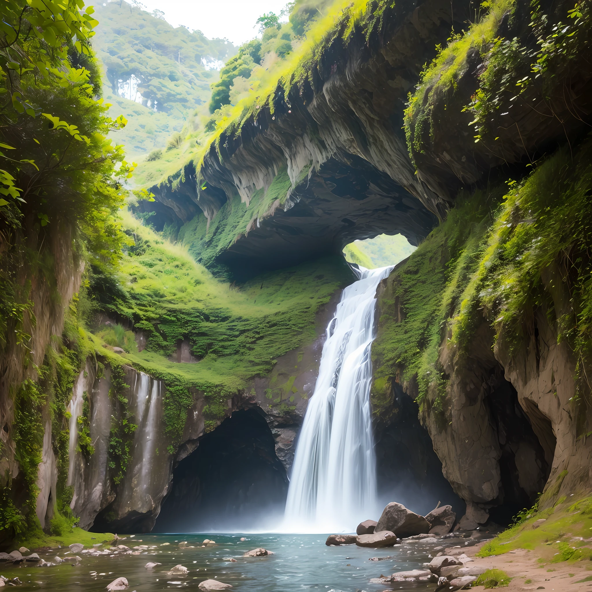 Paisagem, arte vetorial, floresta, enttada de uma caverna, entrada de masmorra, rpg --auto