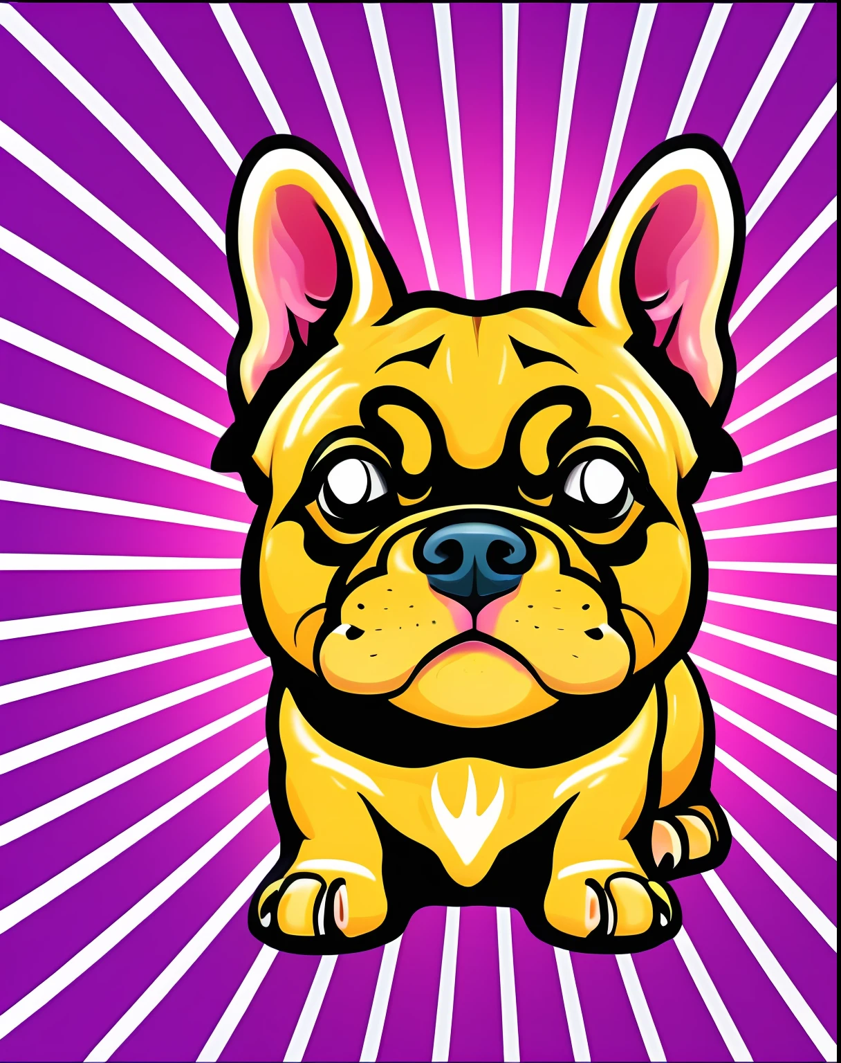 Vector-art of a (French Bulldog: 1.3), loyal, happy, intelligent, lively, devoted, expressive, energetic, playful, quick, strongwilled, good-natured, running on a beach, white background.