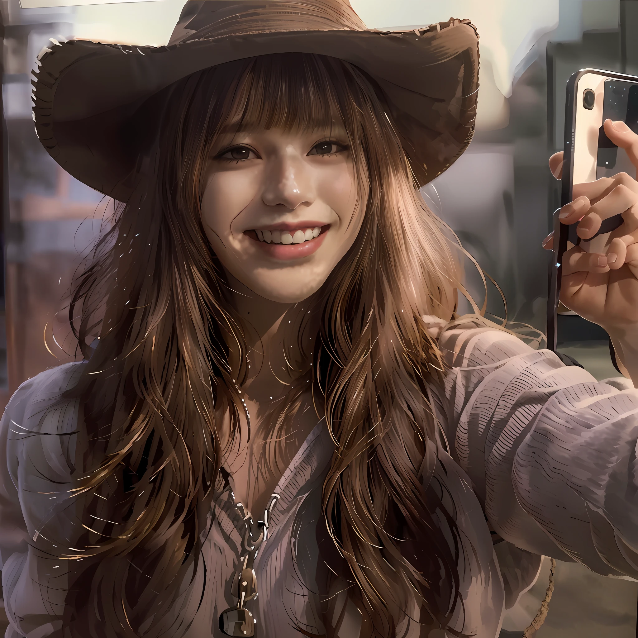 arafed woman taking a selfie with her cell phone, Guviz-style artwork, Photorealistic!!!!!!! Art style, lalisa manoban of blackpink, Ross Tran 8 K, photorealistic art style, portrait of jossi of blackpink, lalisa manobal, IG model | Art germ, Photorealistic anime, Realistic digital painting