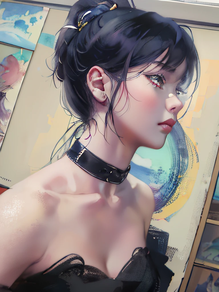 There is a painting，The painting depicts a woman with long hair and a white shirt, Guviz-style artwork, detailed portrait of an anime girl, rossdraws portrait, Guviz, a beautiful anime portrait, drawn in anime painter studio, made with anime painter studio, portrait anime girl, Kawaii realistic portrait, inspired by Yanjun Cheng, Stunning anime face portrait