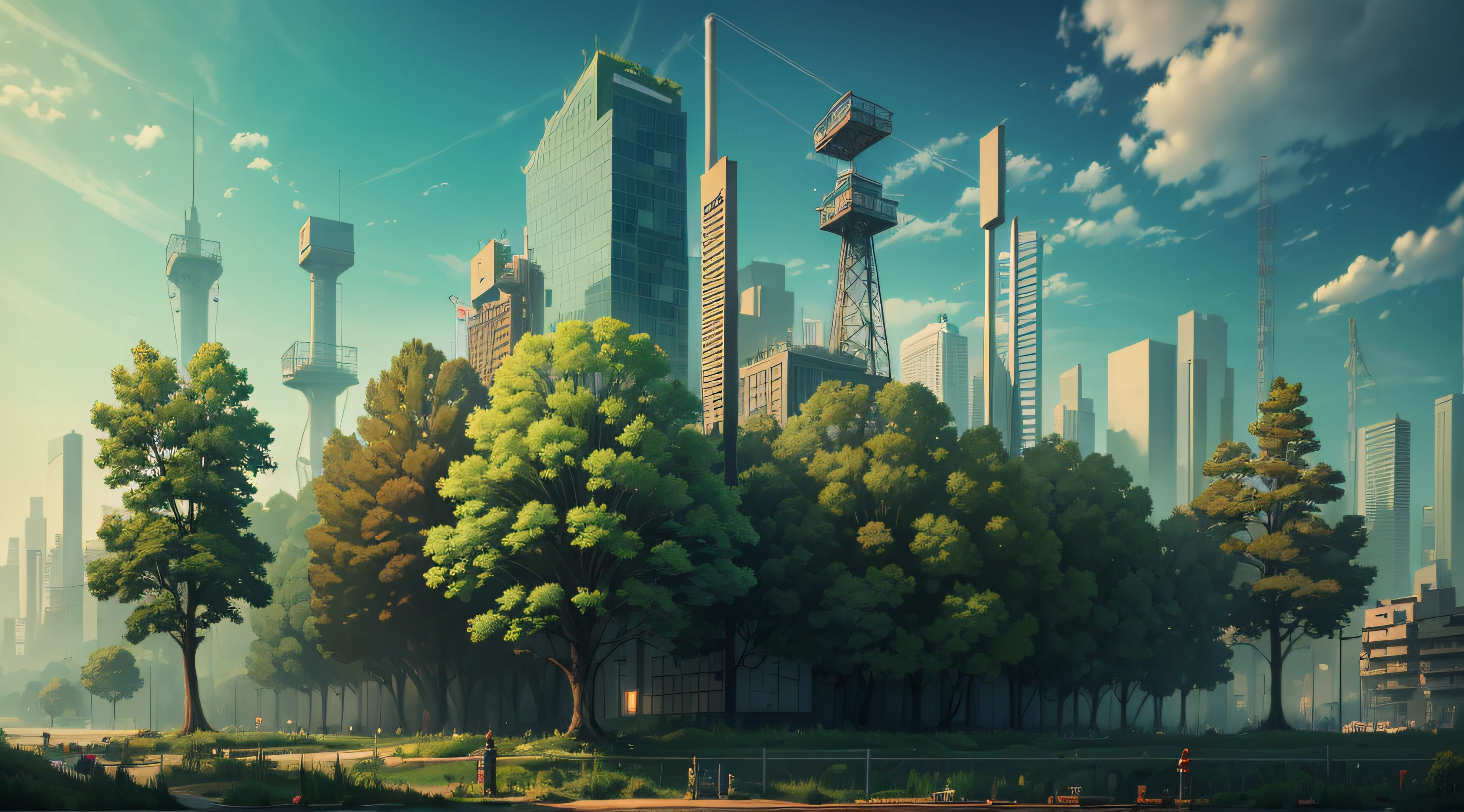 Realistis,industry,flags,wide angles,Environmental Engineering,civil engineering,buliding,the trees,sustainability,urban planning