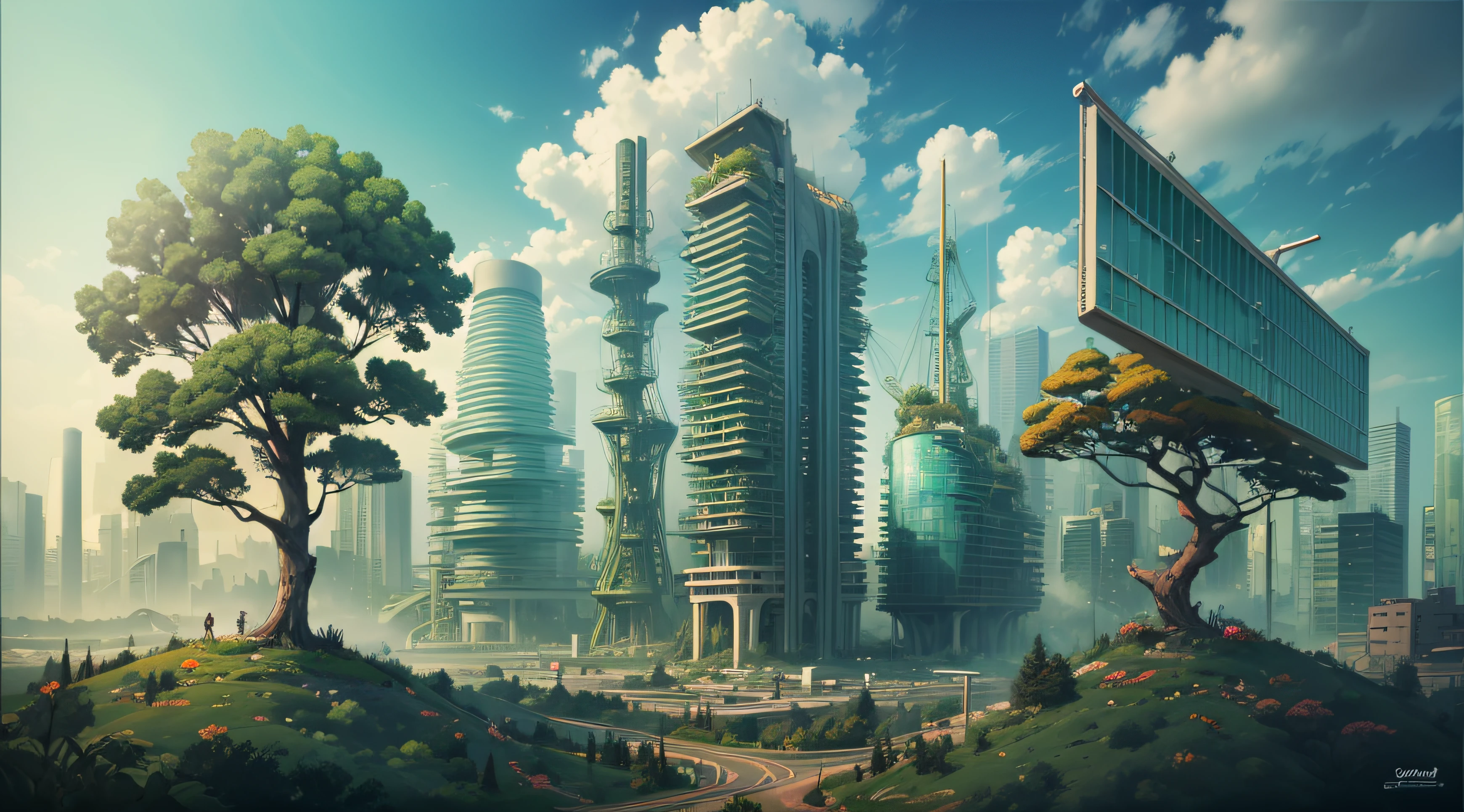 Realistis,industry,flags,wide angles,Environmental Engineering,civil engineering,buliding,the trees,sustainability,urban planning